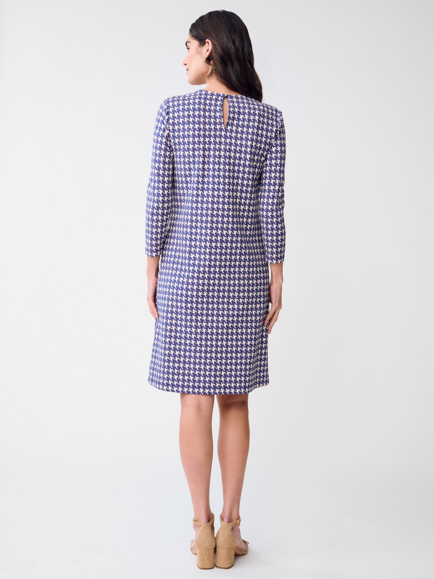 J.McLaughlin Georgiana dress in Navy/Cream made with Bainbridge Cloth.