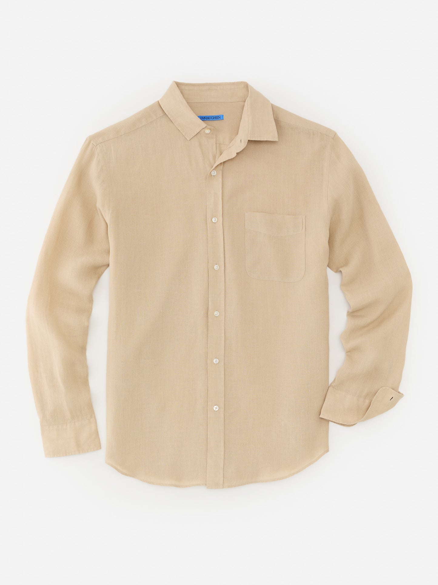J.McLaughlin Gramercy classic fit shirt in khaki made with linen.