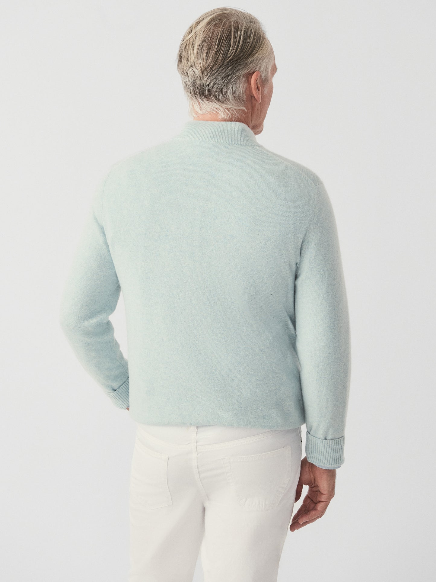 J.McLaughlin Henry sweater in heather aqua made with cashmere