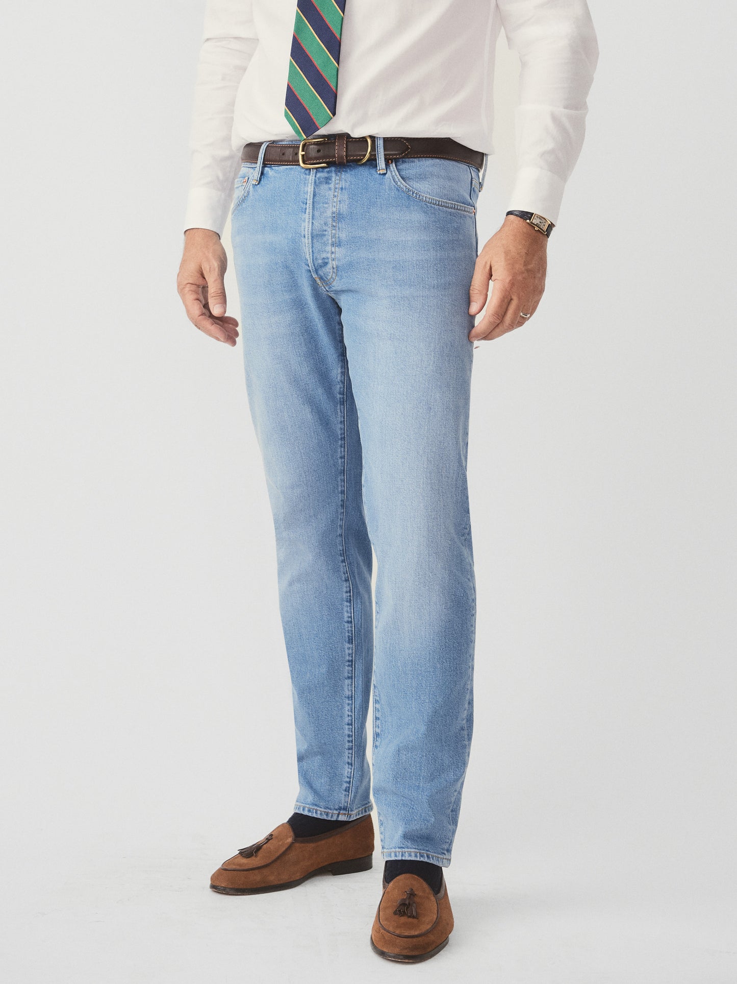 J.McLaughlin Hyland jeans in sun faded denim made with cotton.