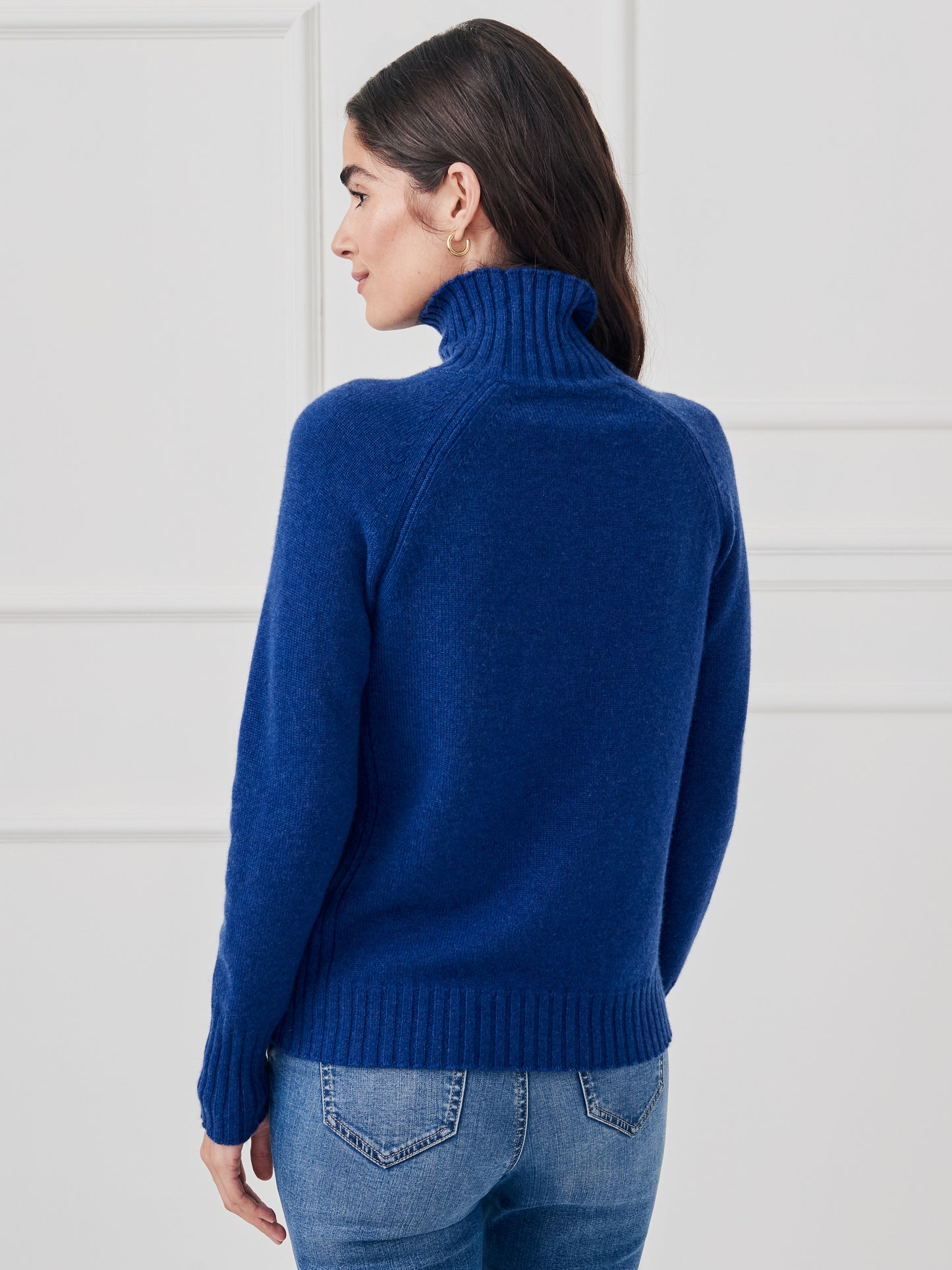 J.McLaughlin Isla sweater in denim made with cashmere.