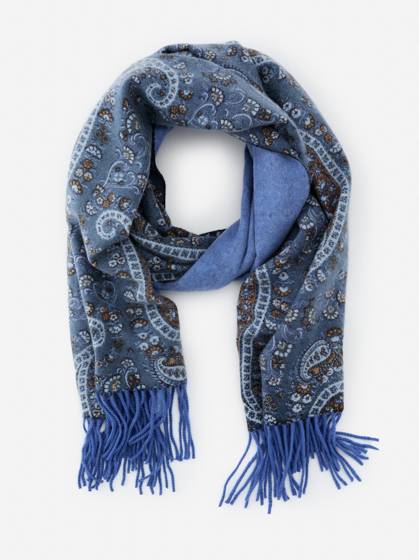 J.McLaughlin Jaipur scarf in navy/brown made with cashmere.