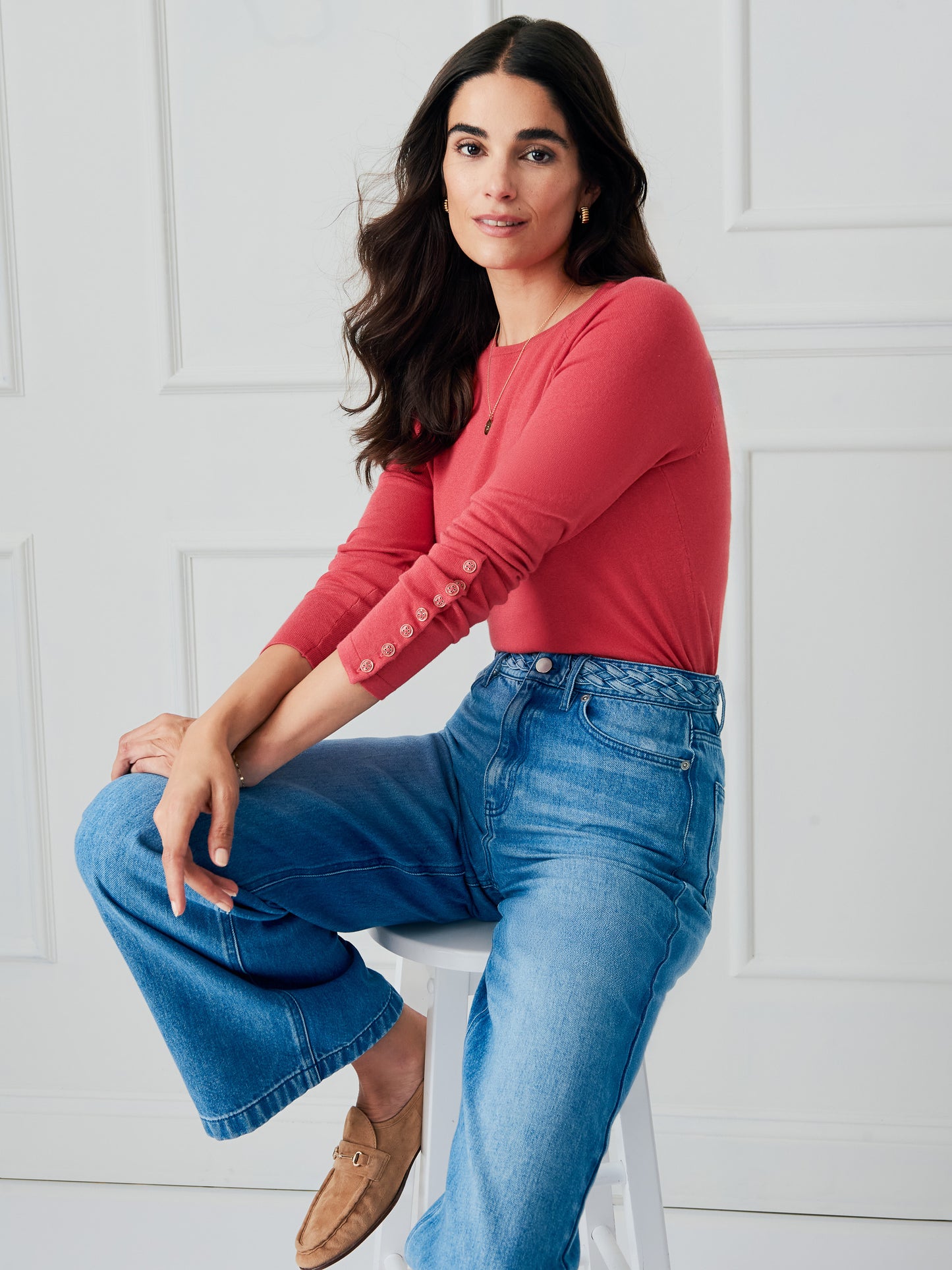 J.McLaughlin Jamey sweater in maple made with cotton/modal.