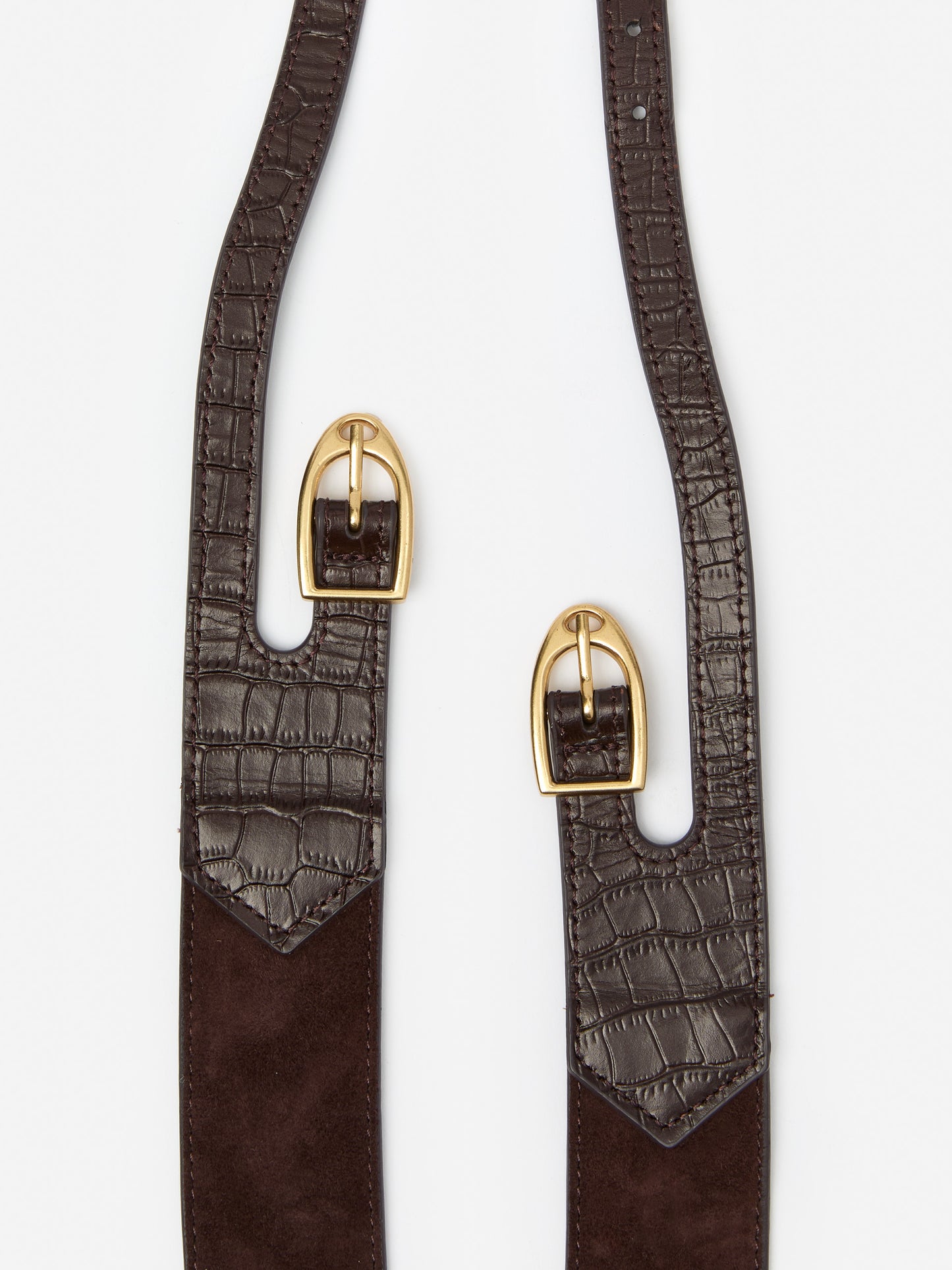 J.McLaughlin Jimena belt in dark brown made with embossed leather/suede.