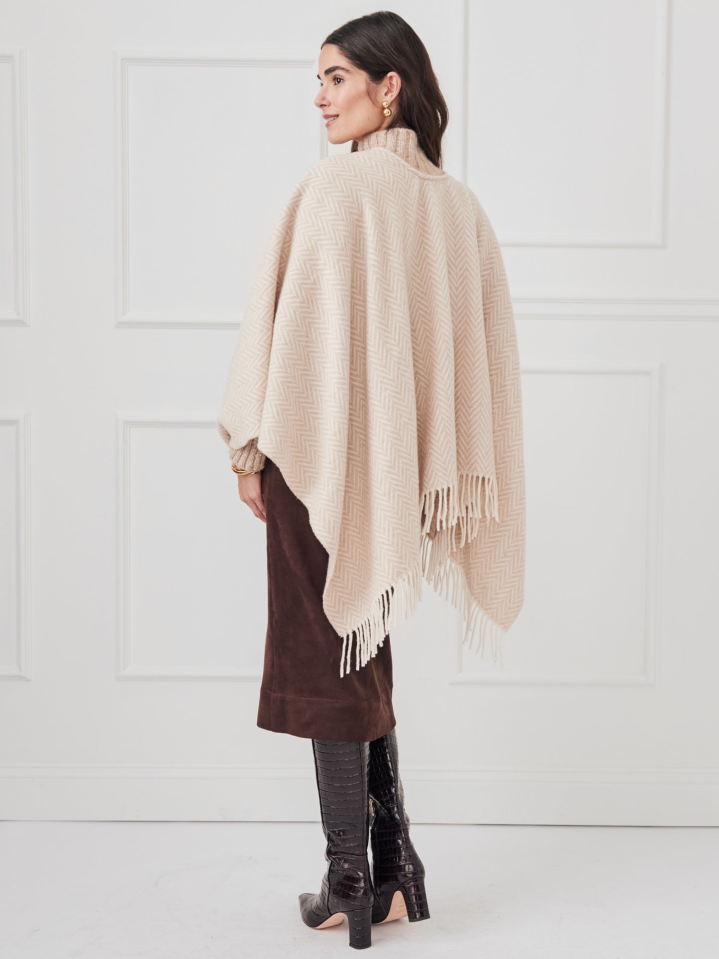 J.McLaughlin Venus wrap in off white/beige made with wool/cashmere.