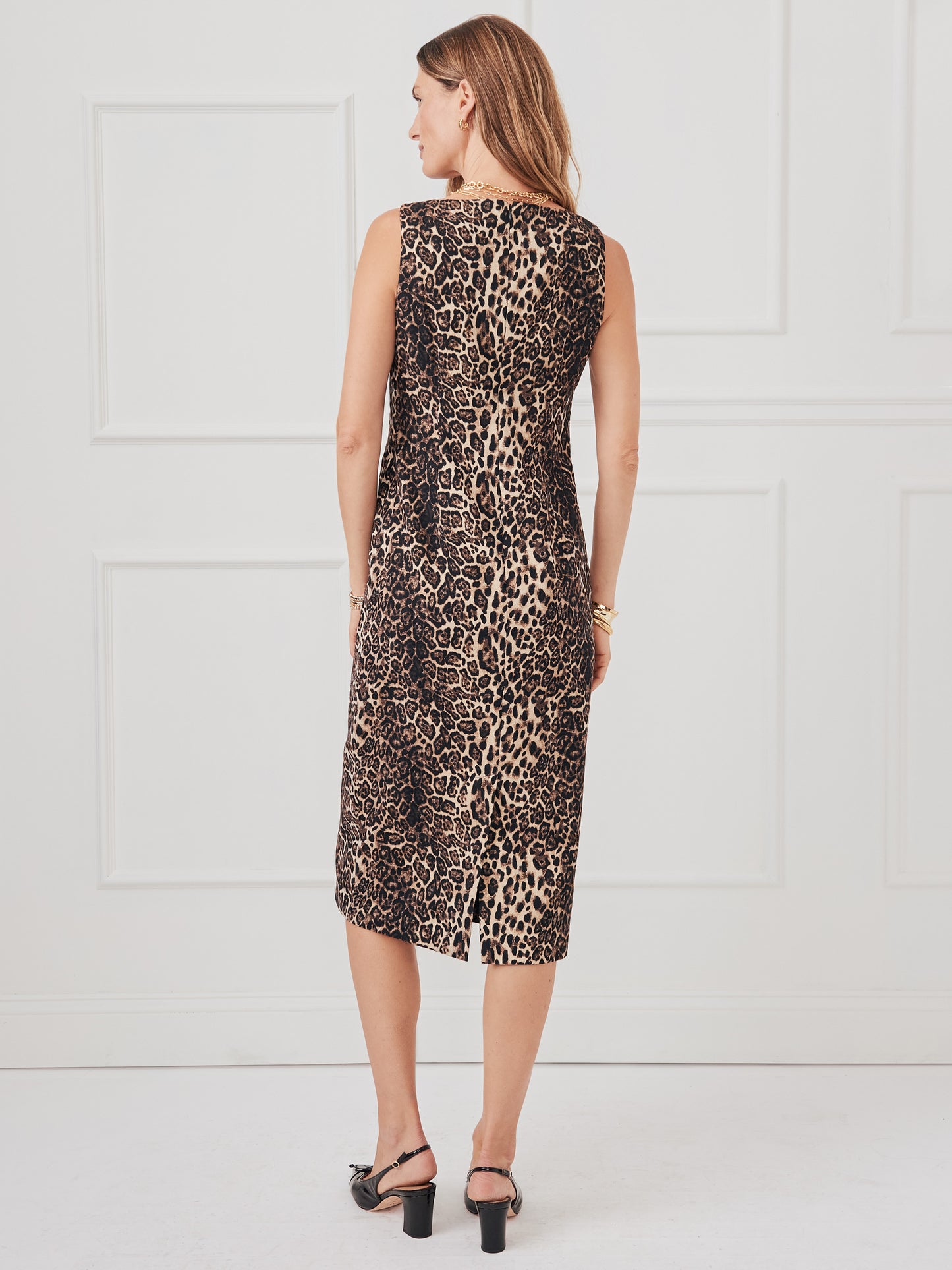 J.McLaughlin Kathleen dress in tan/black/gold made with cotton/polyester.
