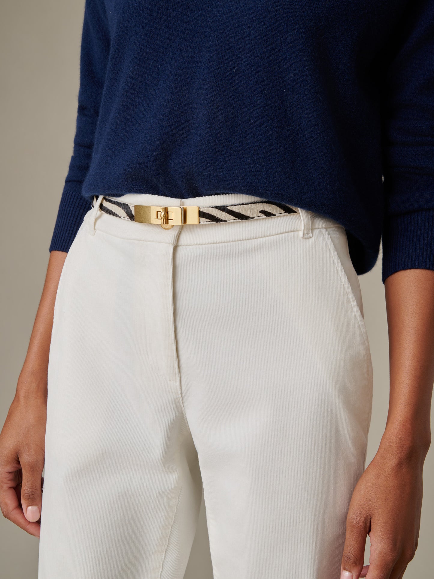 Liv Pony Hair Belt in Zebra Stripes
