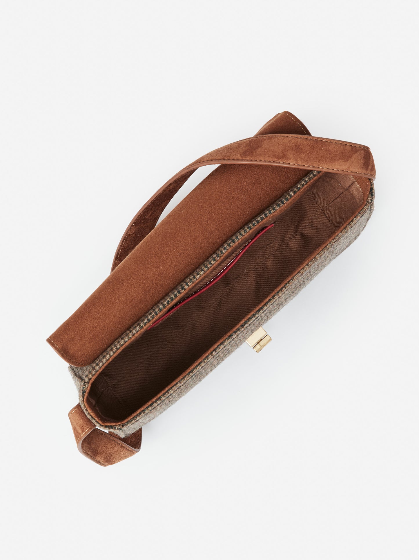 J.McLaughlin Laasya handbag in dark brown/multi with tweed/suede.