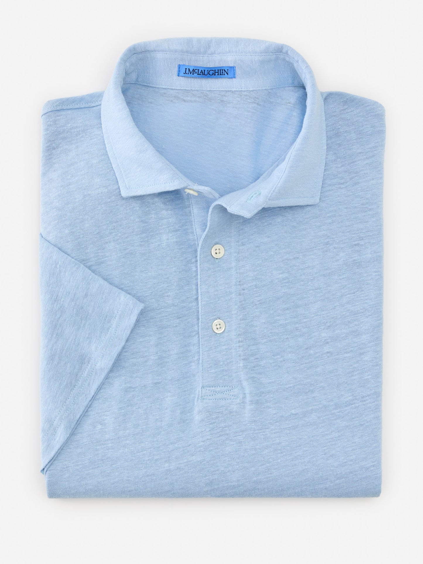 J.McLaughlin Larkspur polo in light blue made with linen.