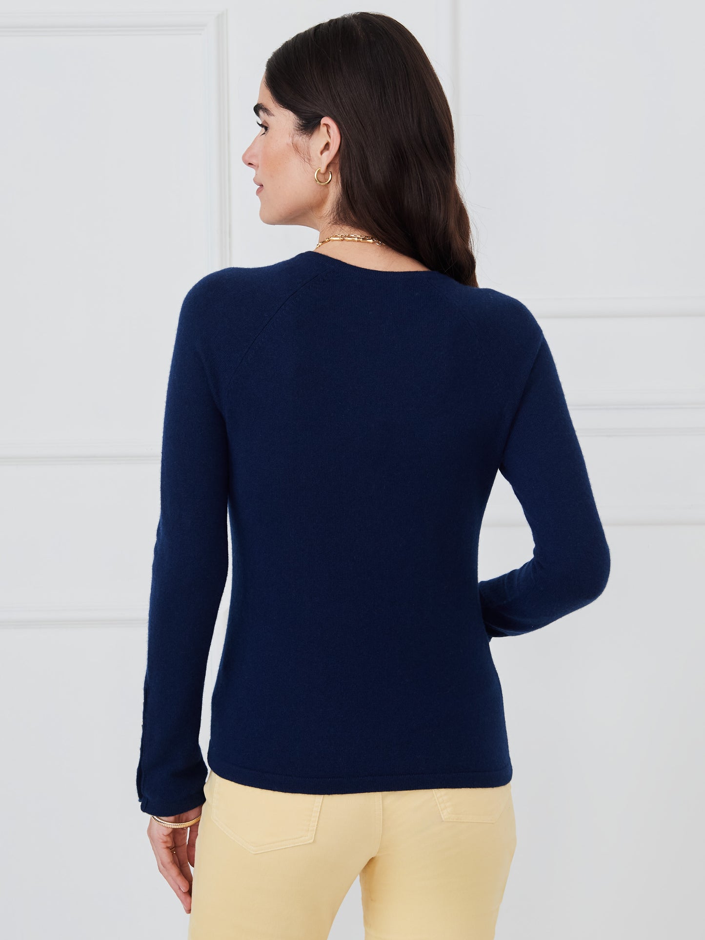 J.McLaughlin Jamey sweater in classic navy made with cashmere.