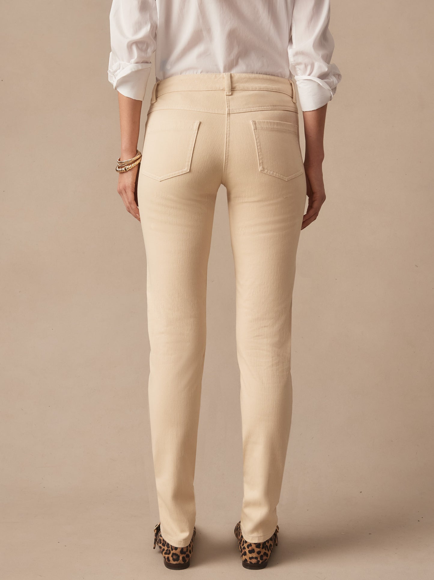 J.McLaughlin Lexi jeans in raw beige made with woven denim.