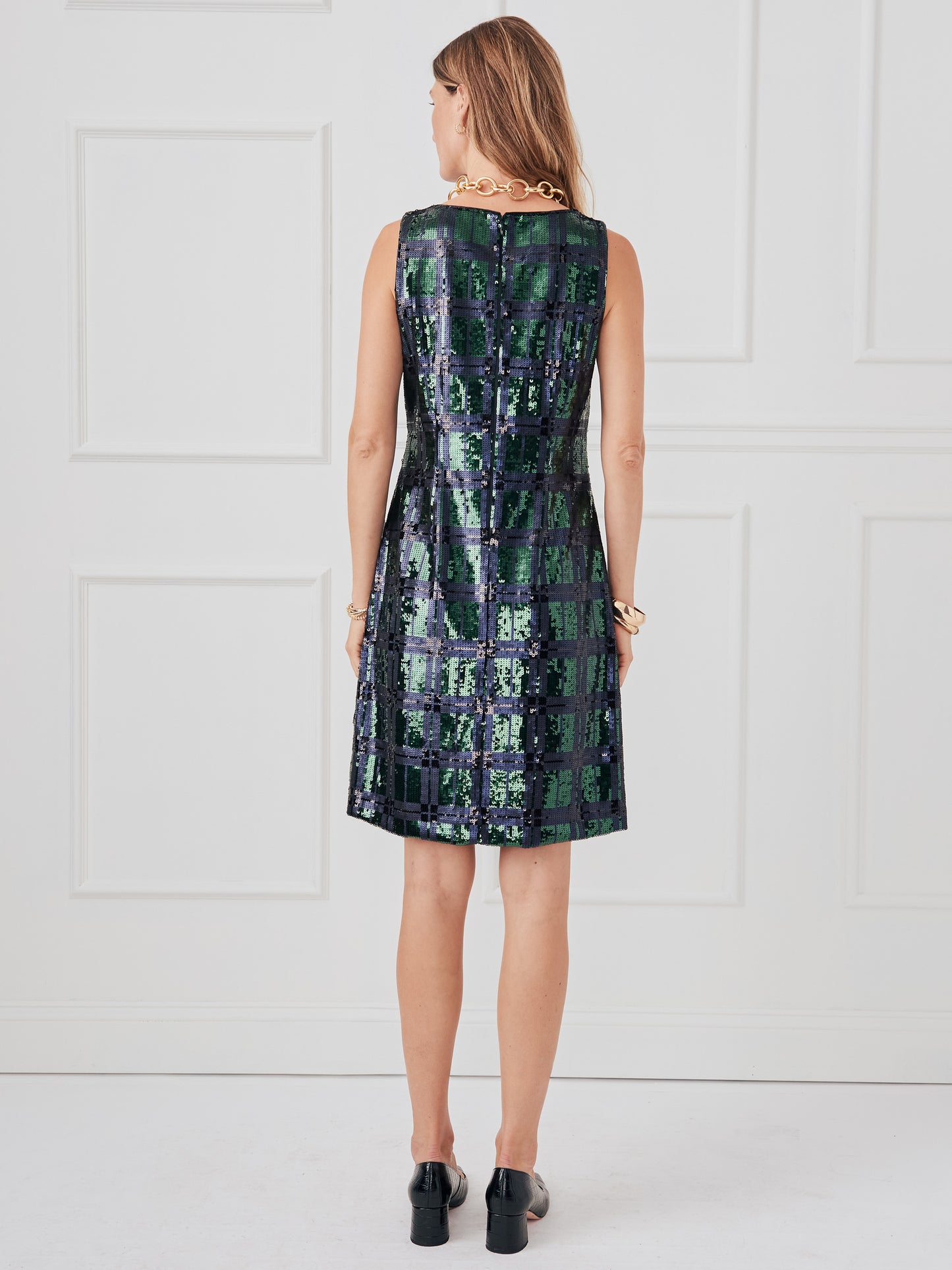 J.McLaughlin Lizzi dress in green/navy/black made with polyester.