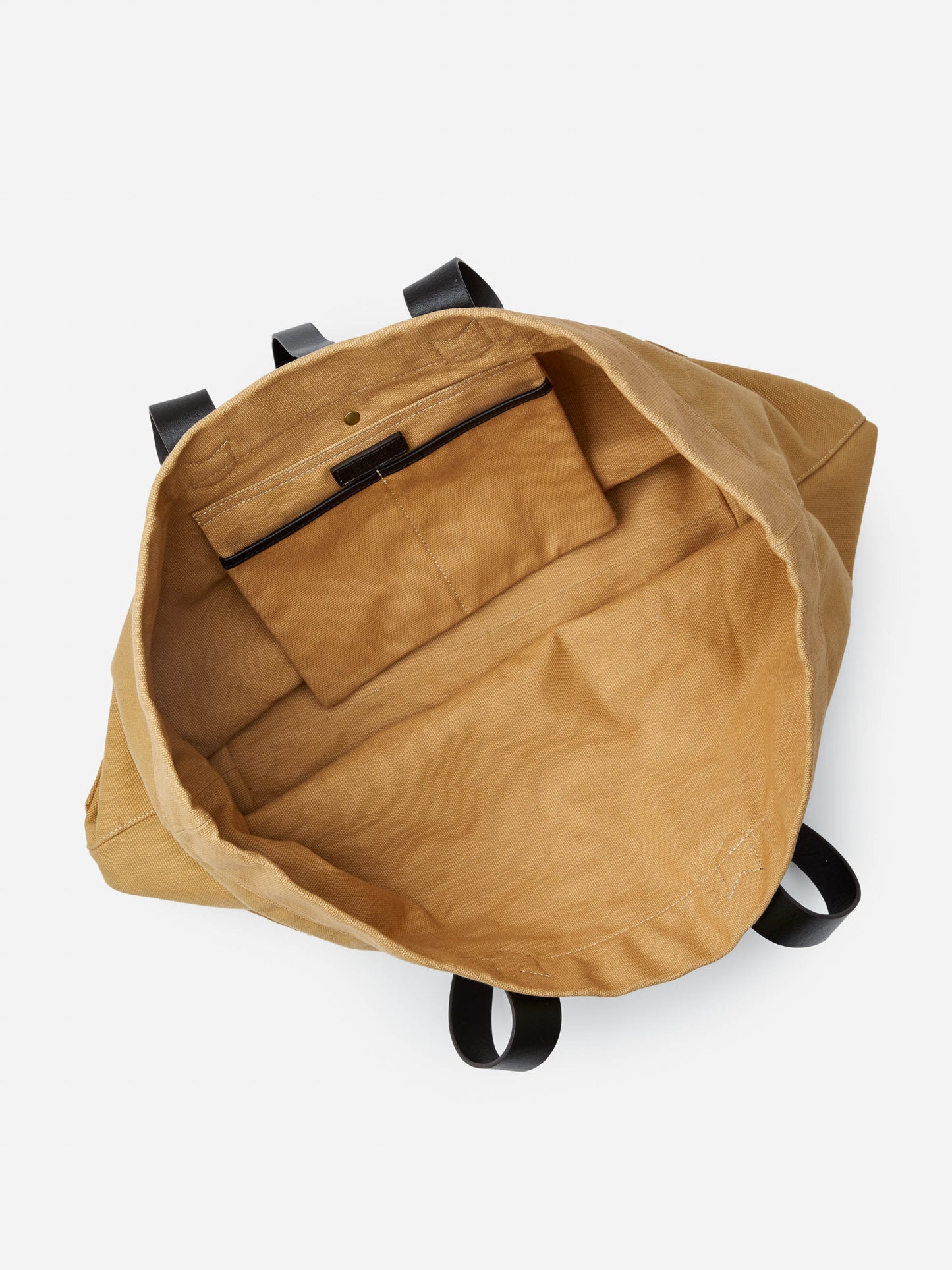 J.McLaughlin Sheldon tote in khaki/navy made with canvas fabric.