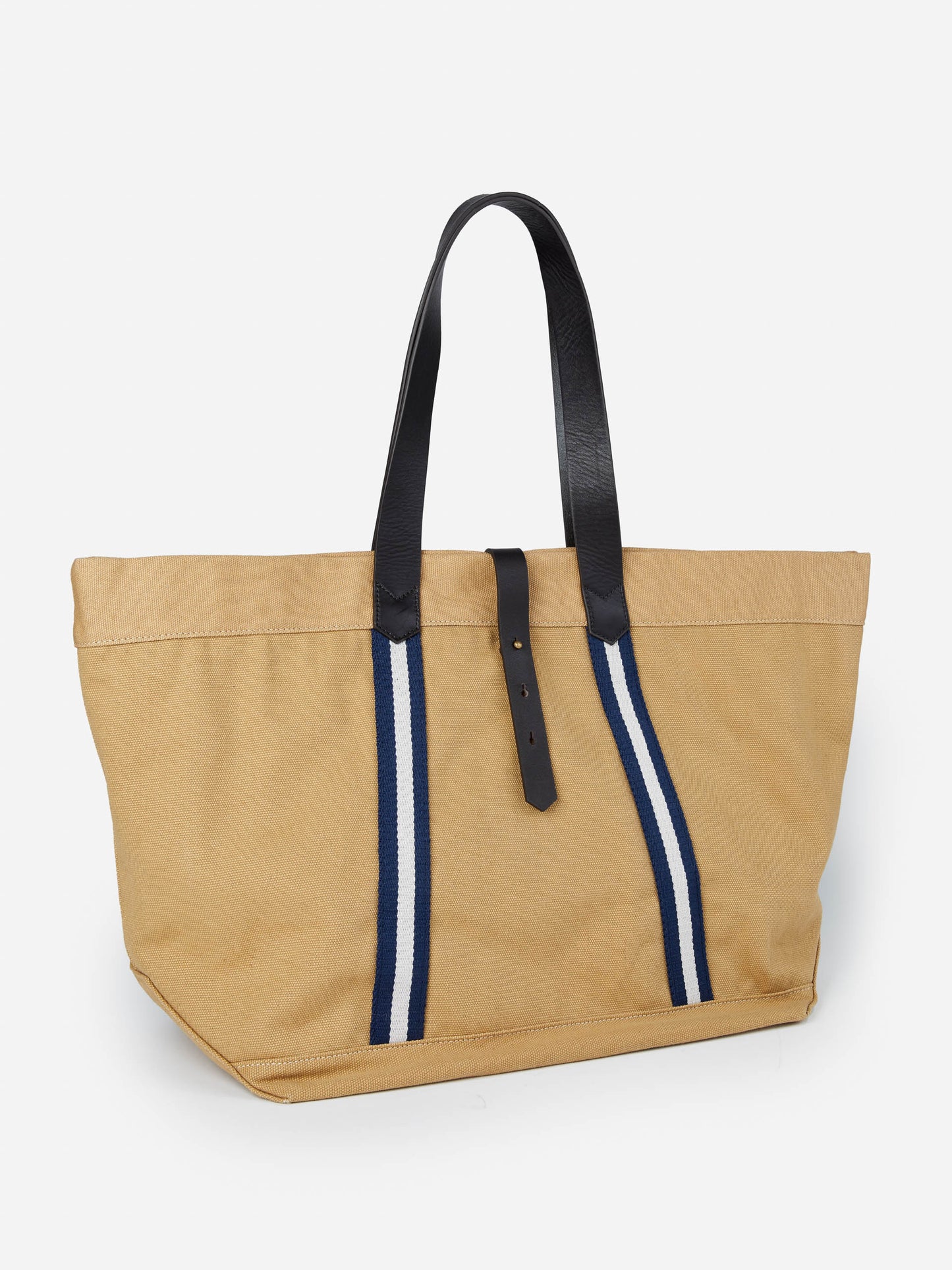 J.McLaughlin Sheldon tote in khaki/navy made with canvas fabric.