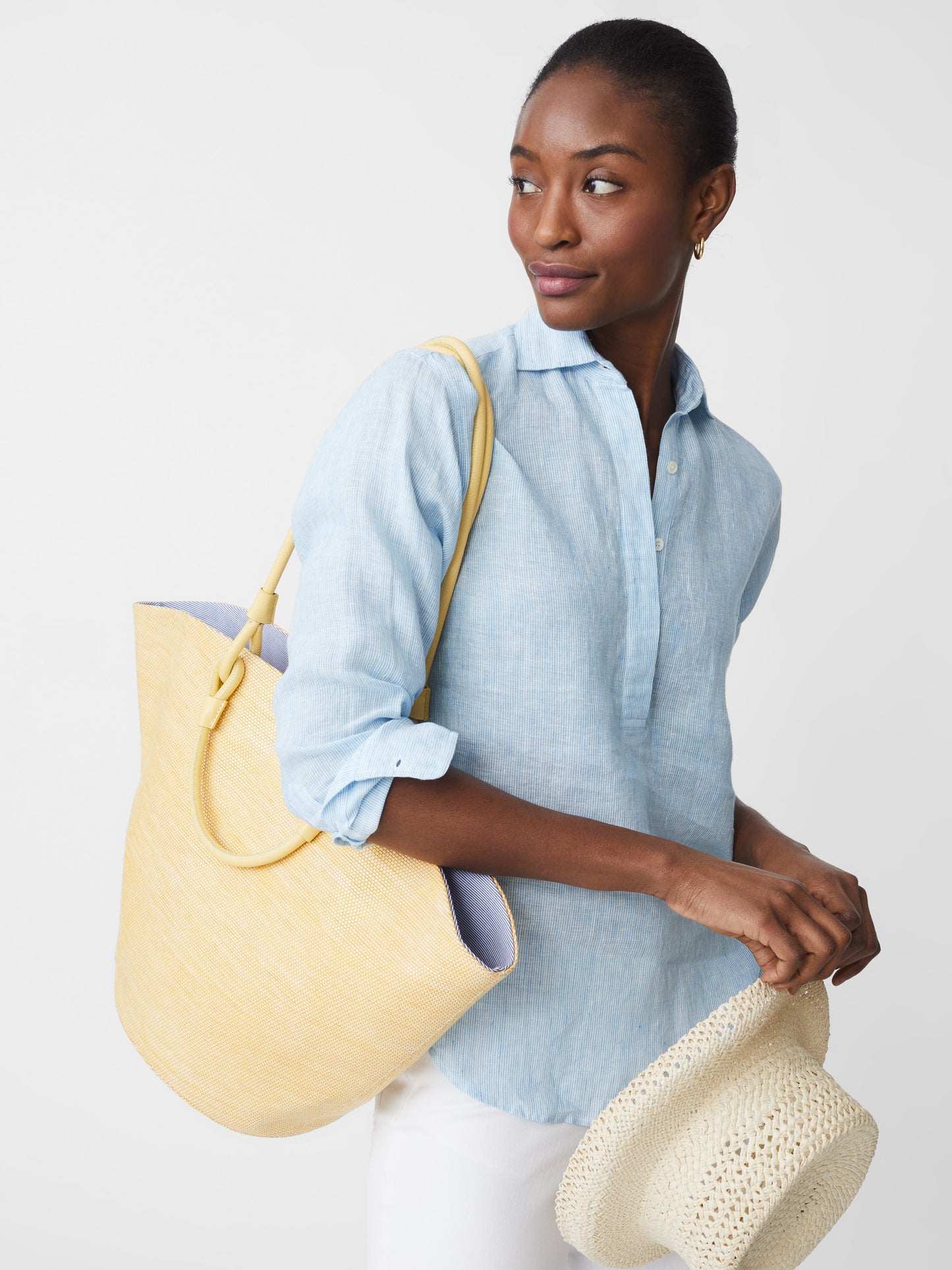 J.McLaughlin Lena Grasscloth Tote in yellow made with polyester.