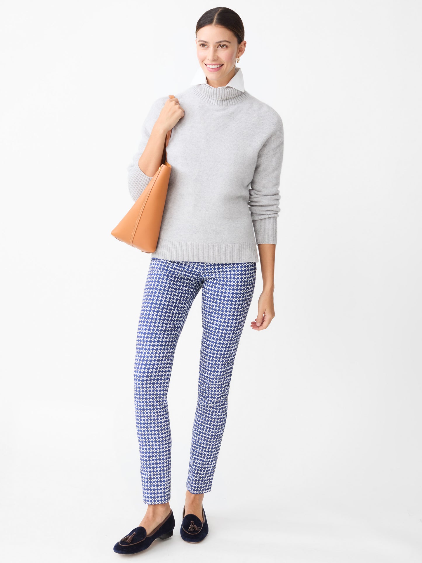 J.McLaughlin Masie pants in deep blue/off white made with Amelia Cloth.