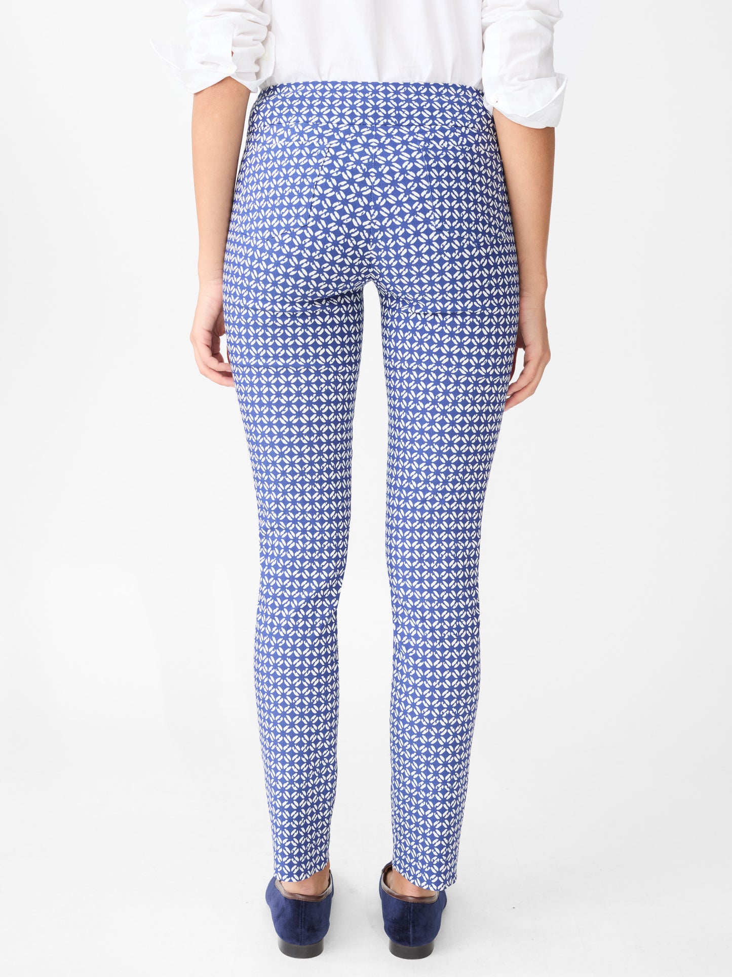 J.McLaughlin Masie pants in deep blue/off white made with Amelia Cloth.