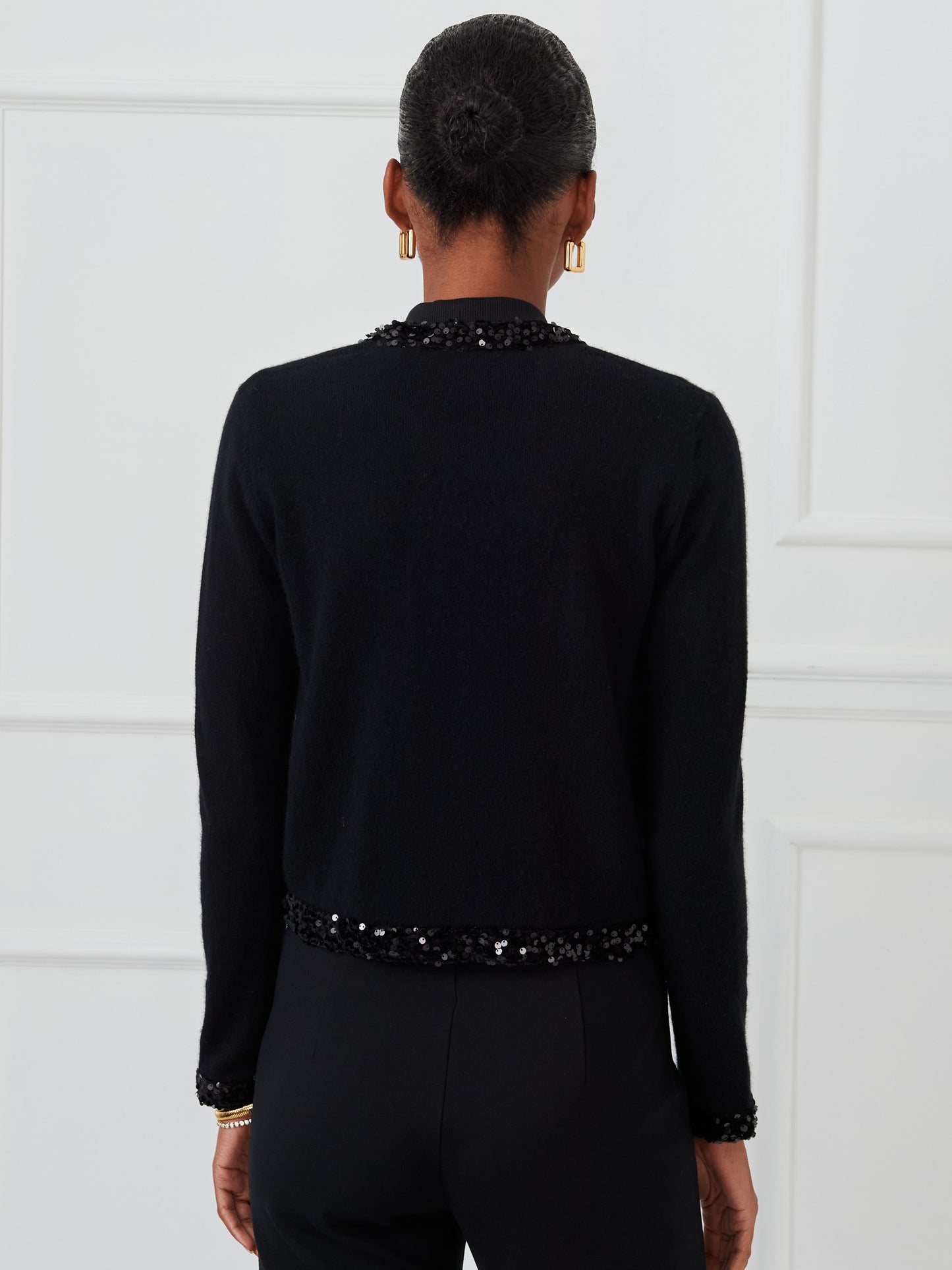 J.McLaughlin Maureen sweater in black made with cashmere.
