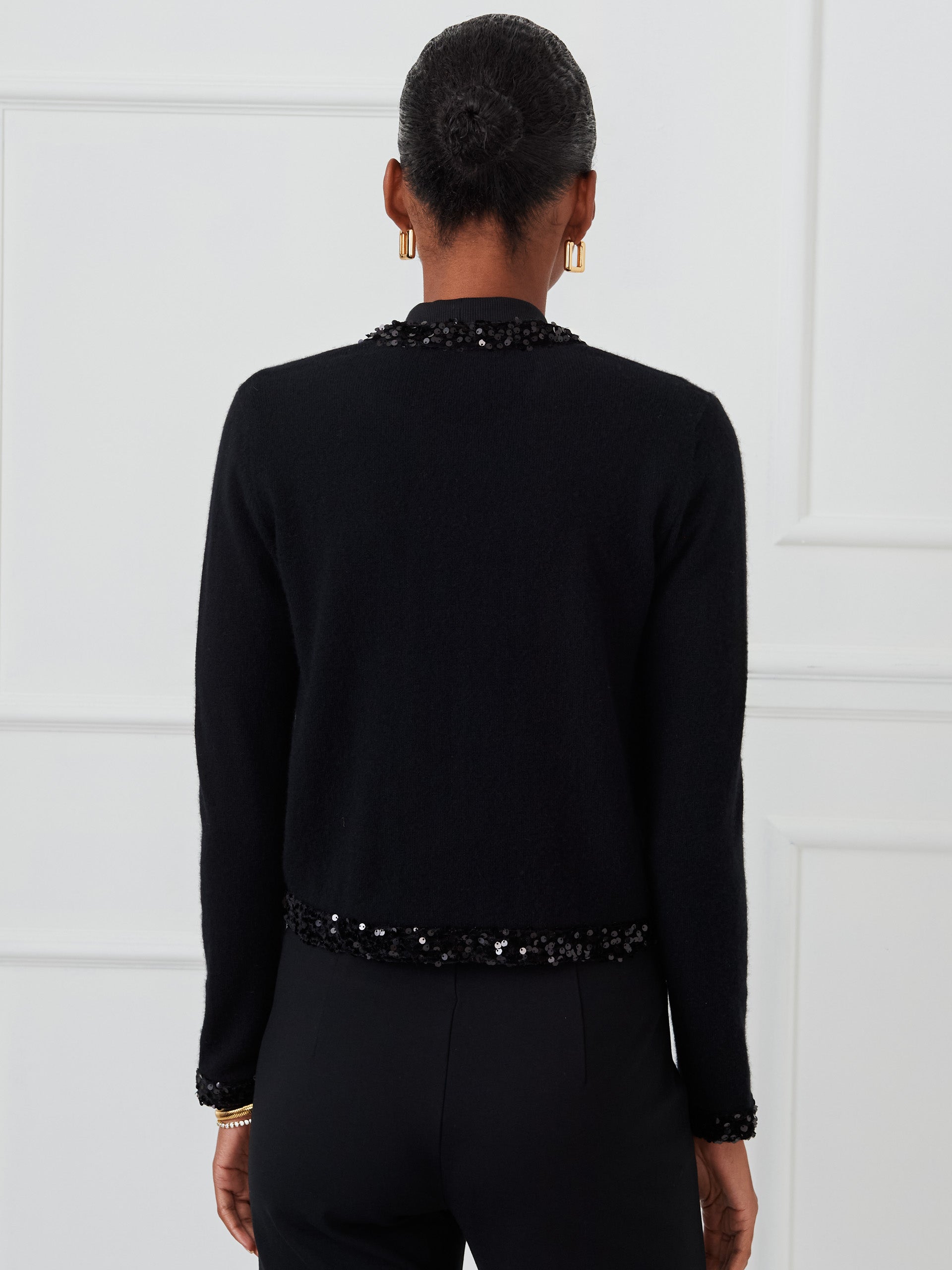 J.McLaughlin Maureen sweater in black made with cashmere.