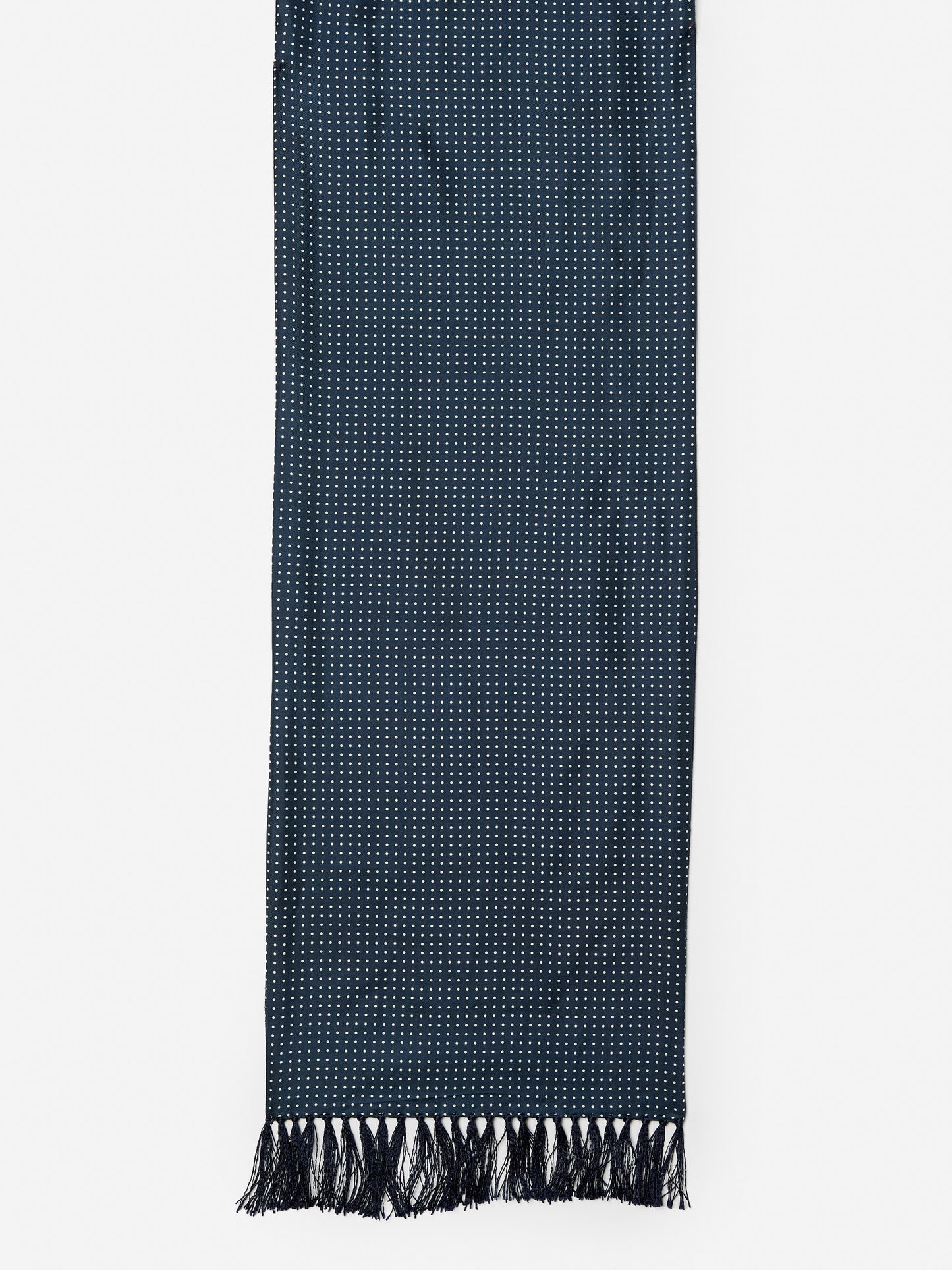 J.McLaughlin Men's scarf in navy/ivory made with silk and wool.