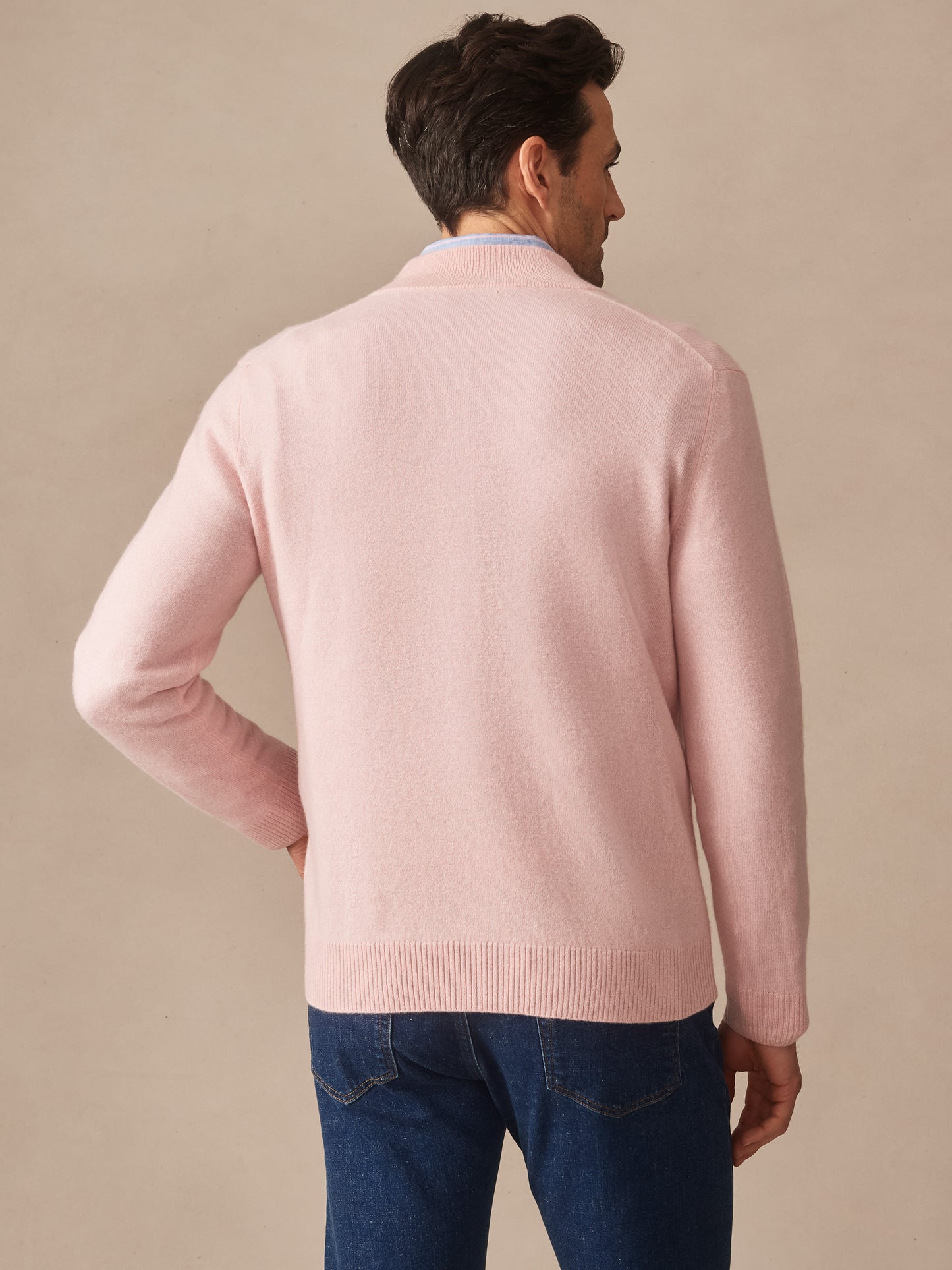 J.McLaughlin Henry sweater in heather pink made with cashmere