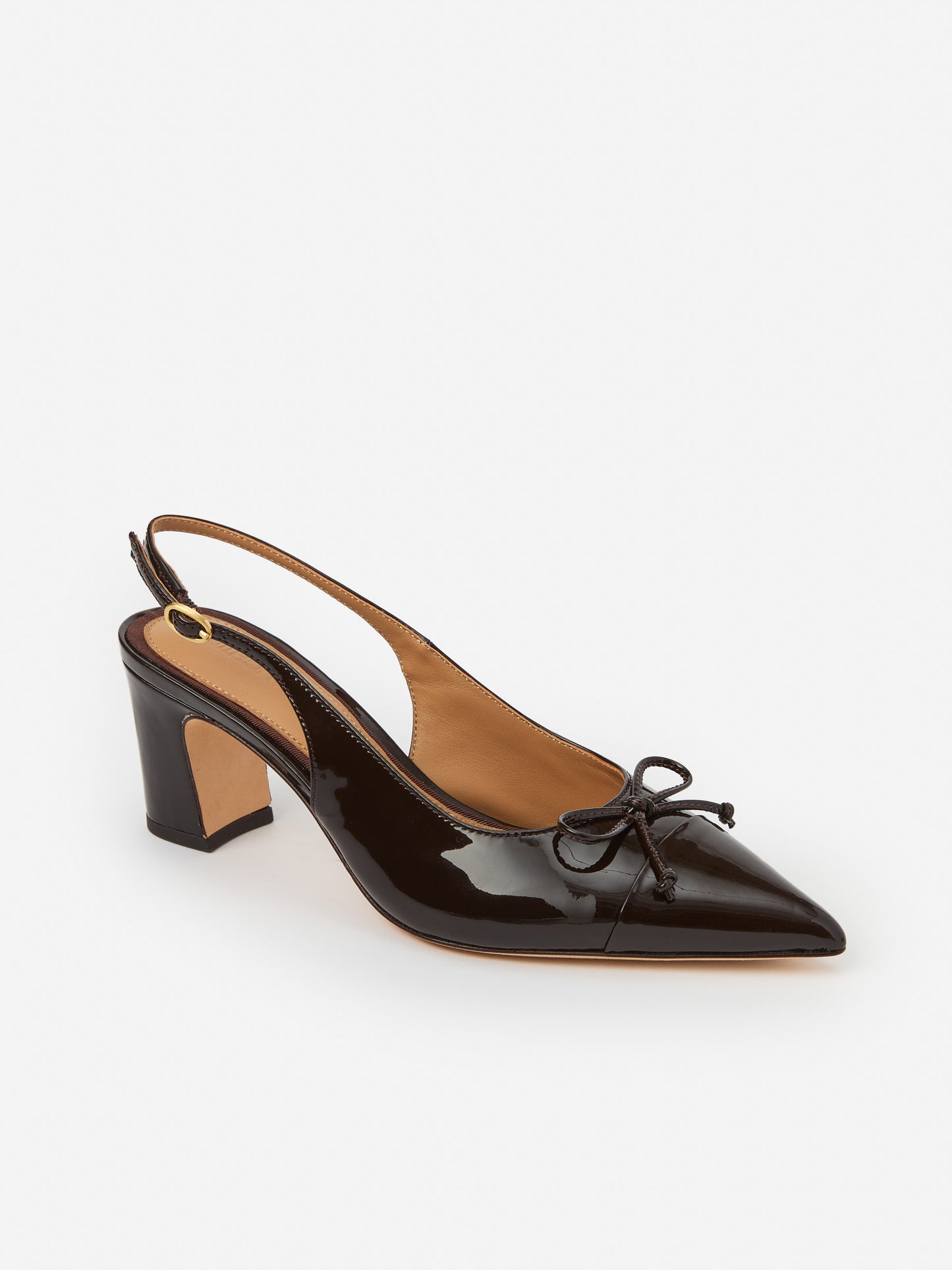 J.mcLauighlin Miriam heels in dark brown made with patent leather.