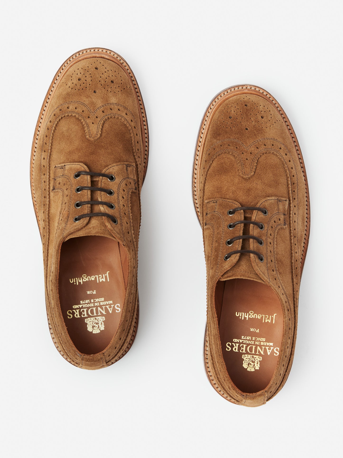 J.McLaughlin Suede wingtip shoes in tobacco made with suede.