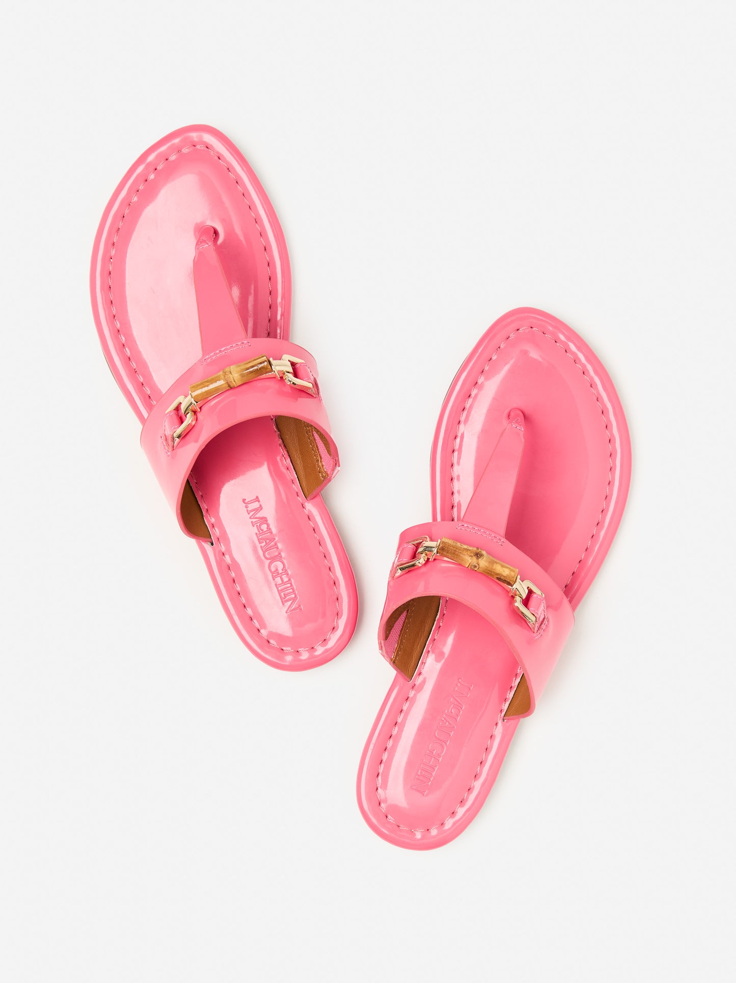 J.McLaughlin Nora sandals in coral made with patent leather.