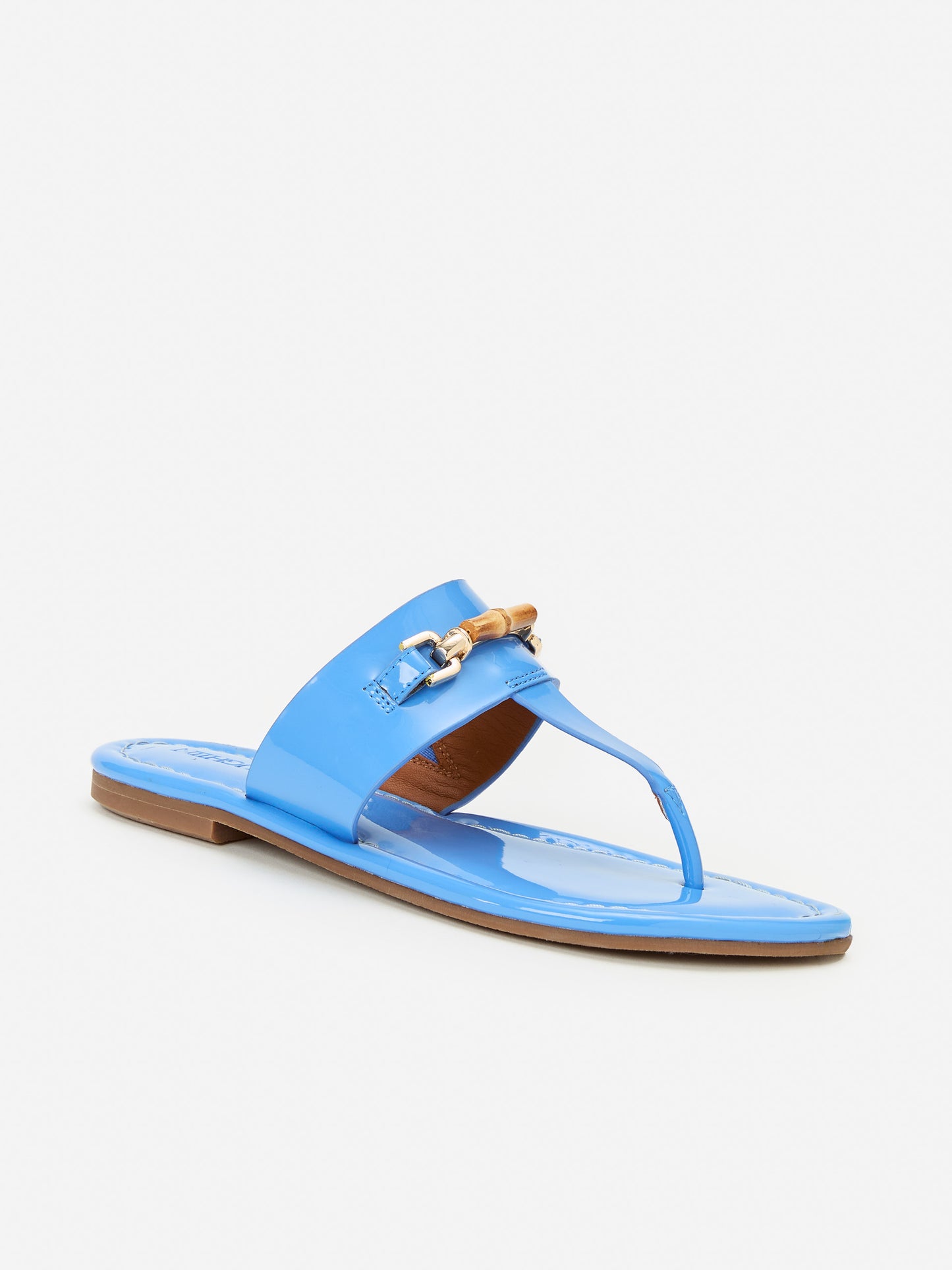 J.McLaughlin Nora sandals in marina blue made with patent leather.