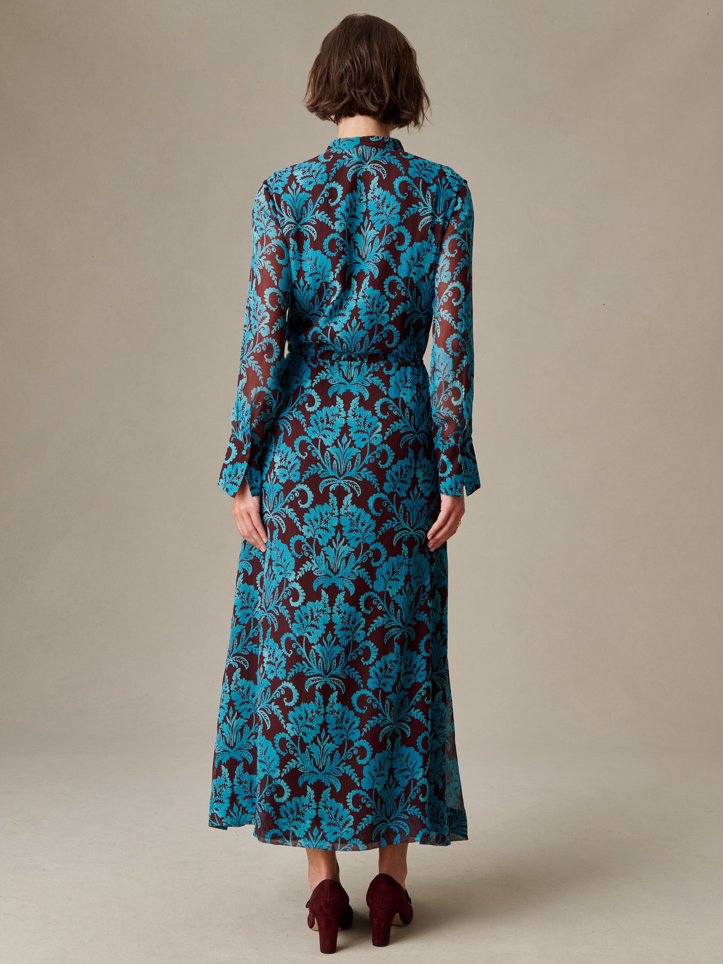 Hannah Silk Chiffon Dress in Windsor Vine