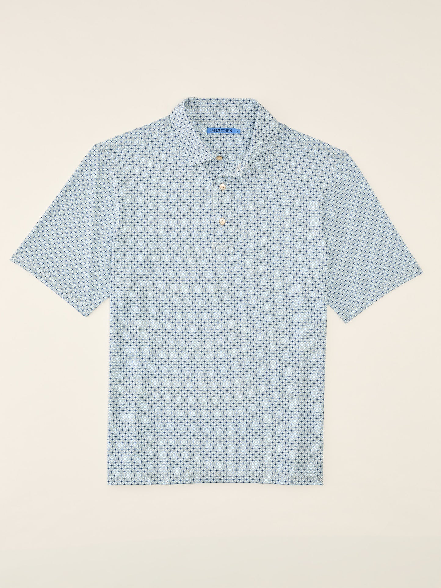 J.McLaughlin Peak polo in Off White/Blue made with Polyester.