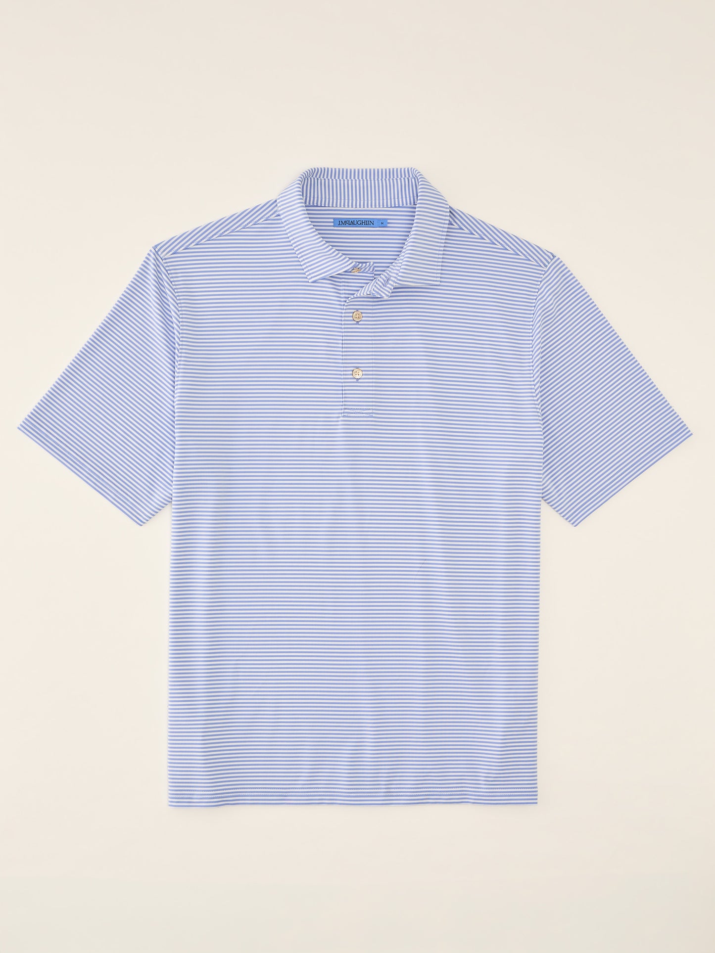 J.McLaughlin Peak polo in White/Light Blue made with Polyester.