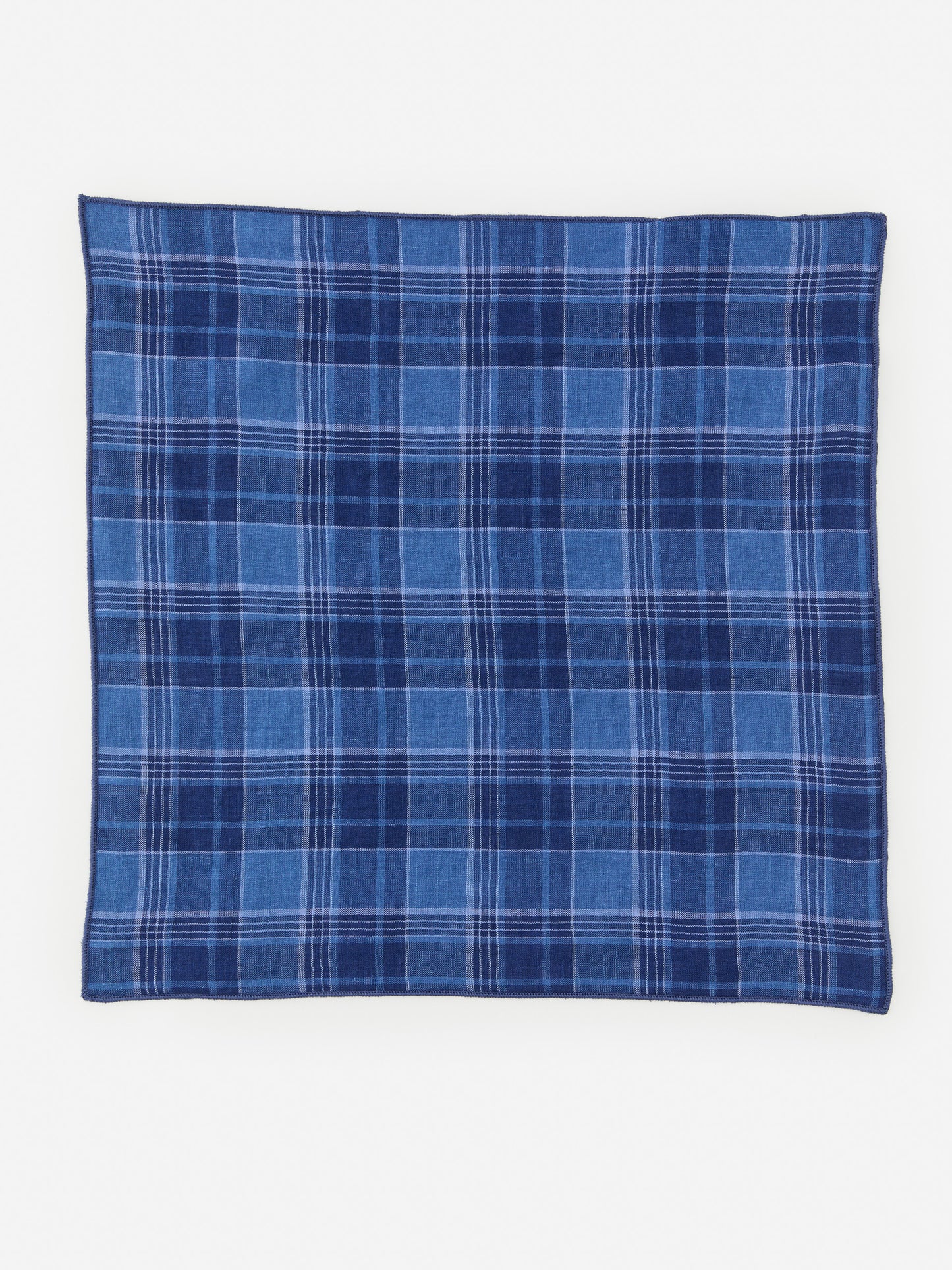 J.McLaughlin pocket square in navy/chambray made with linen.