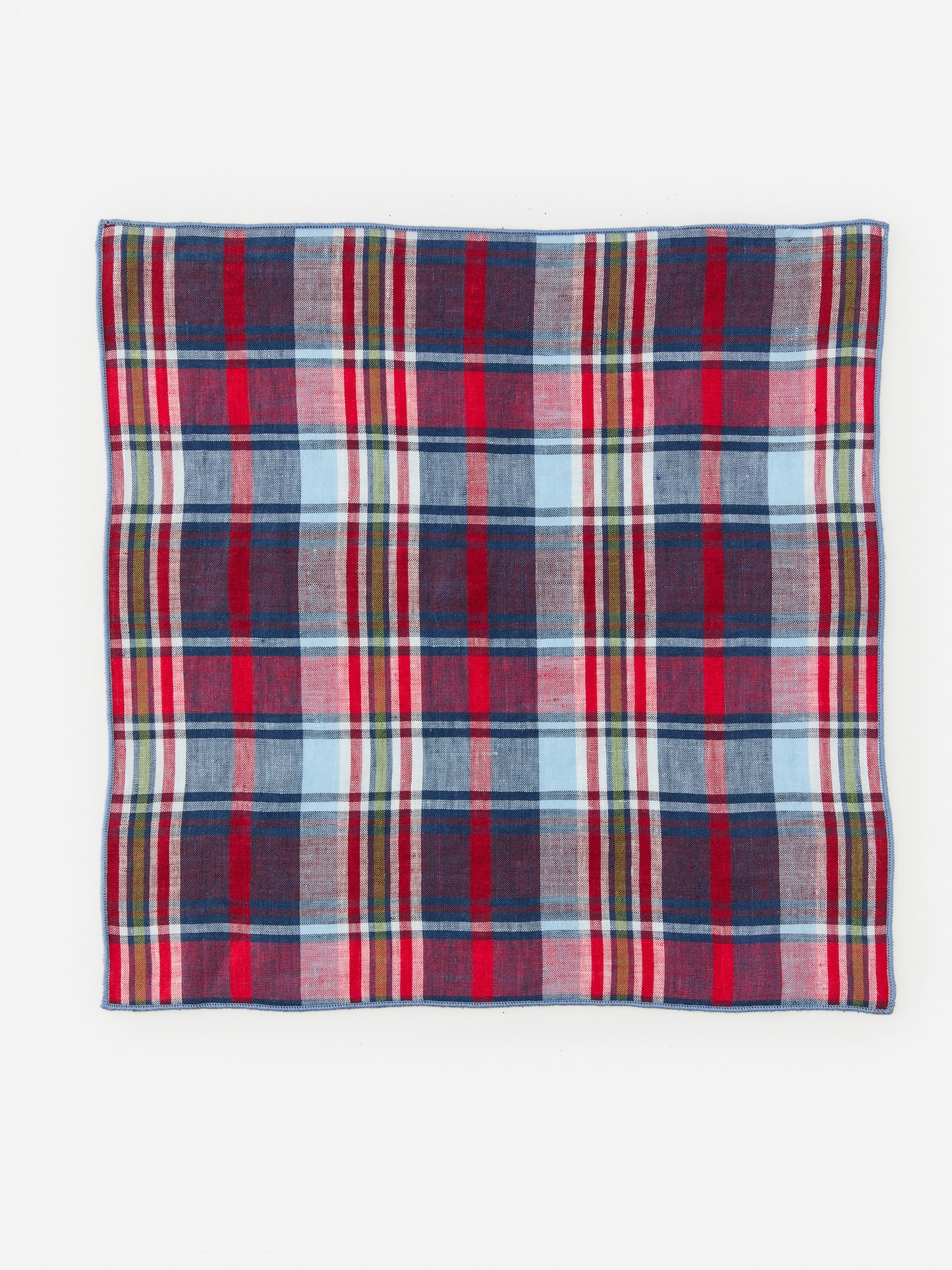 J.McLaughlin Pocket square in red/multi made with linen.