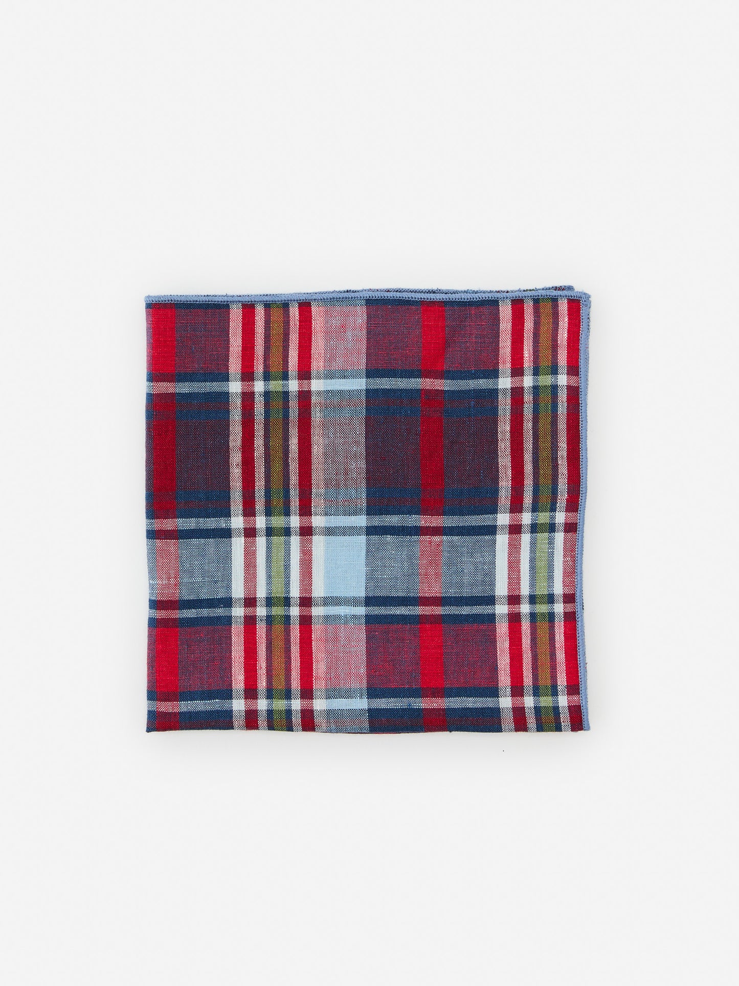 J.McLaughlin Pocket square in red/multi made with linen.