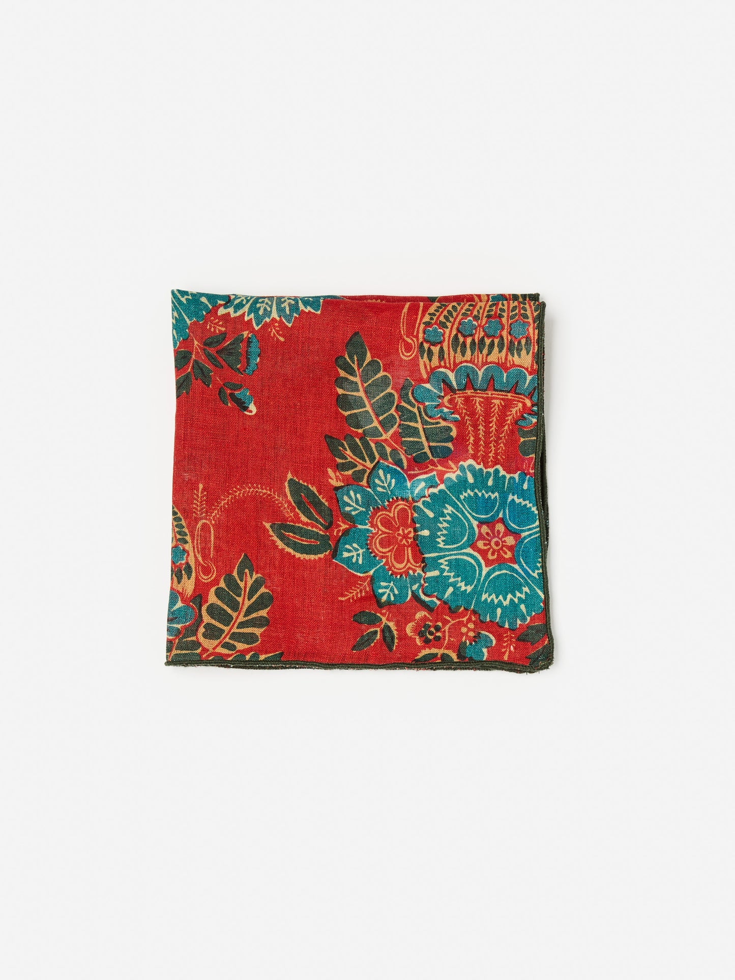 J.McLaughlin pocket square in red/multi made with linen.