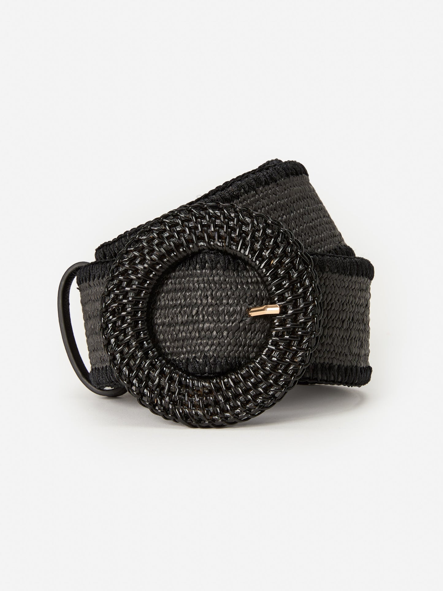 J.McLaughlin Popie Grasscloth Belt in black made with polypropylene.