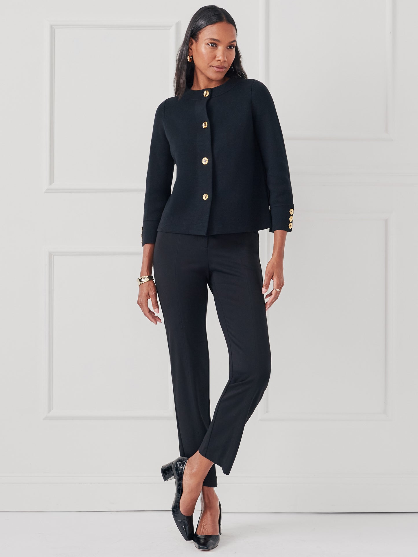 J.McLaughlin Prima cardigan in black made with cotton/modal.