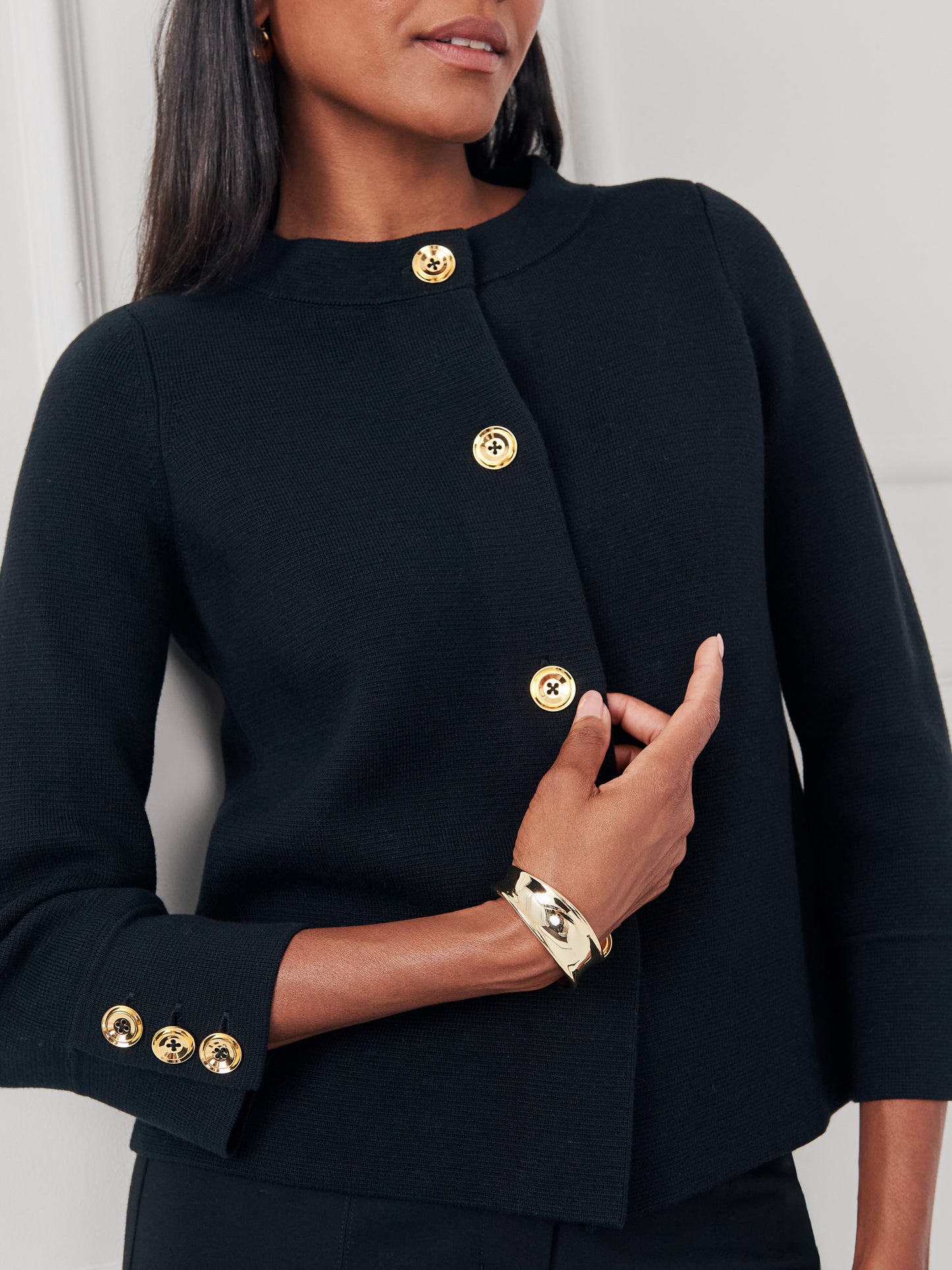 J.McLaughlin Prima cardigan in black made with cotton/modal.