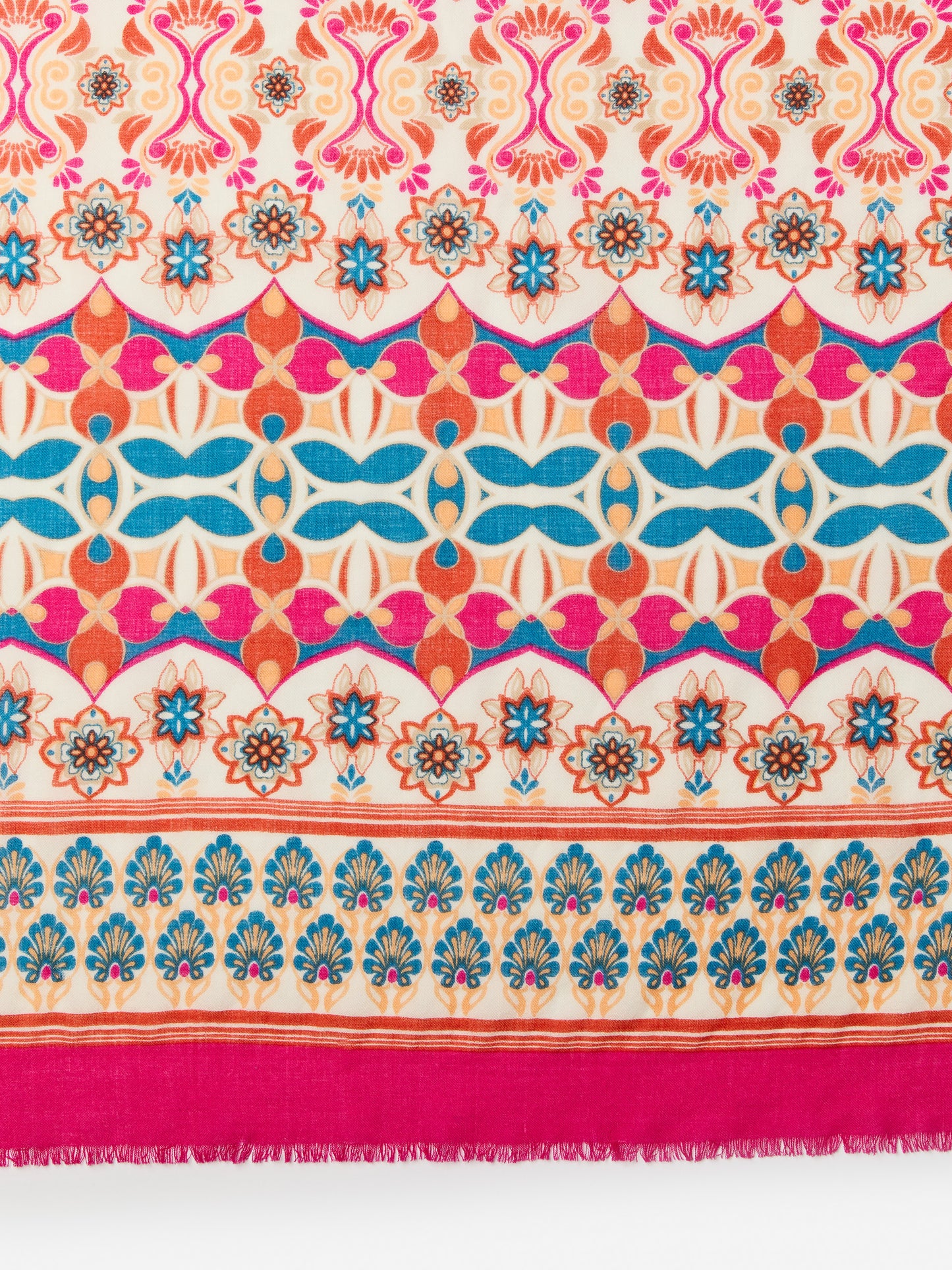 J.McLaughlin Reed scarf off white/blue/pink made with wool.