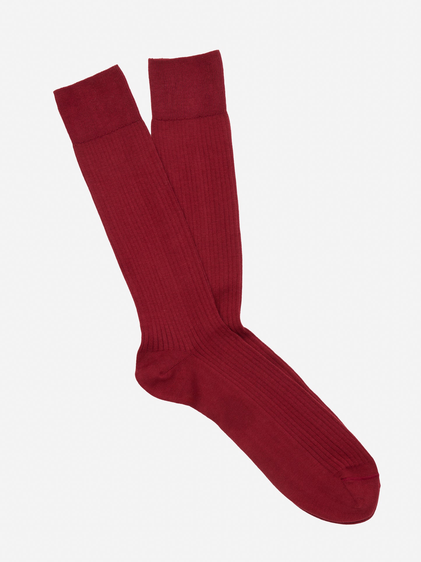 J.McLaughlin Ribbed socks in sangria made with pima cotton.