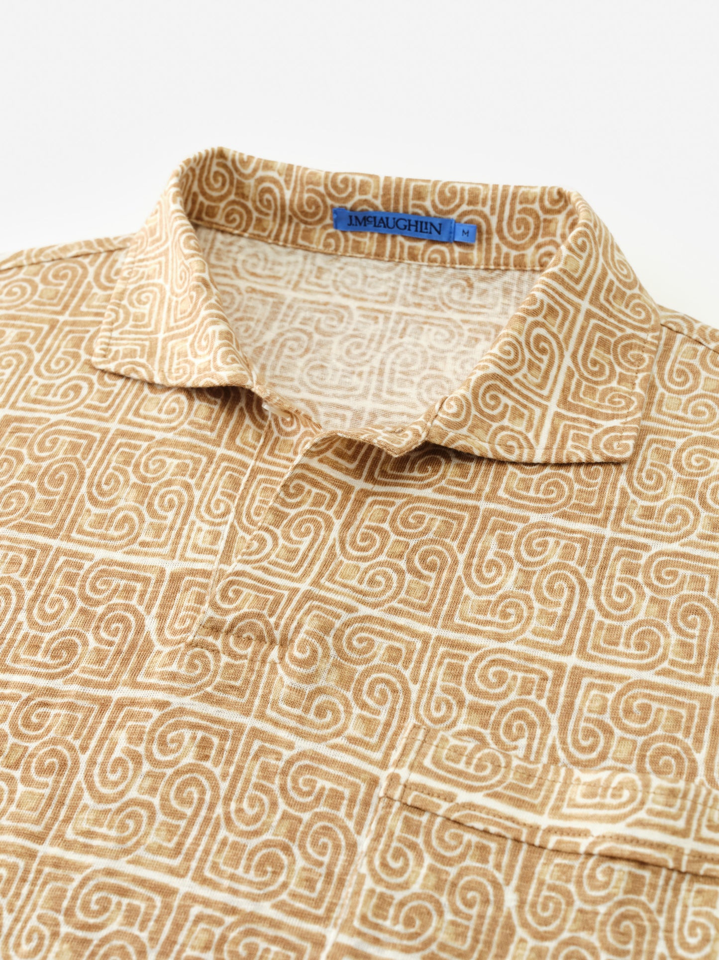 J.McLaughlin Riva polo in white/tan made with linen.