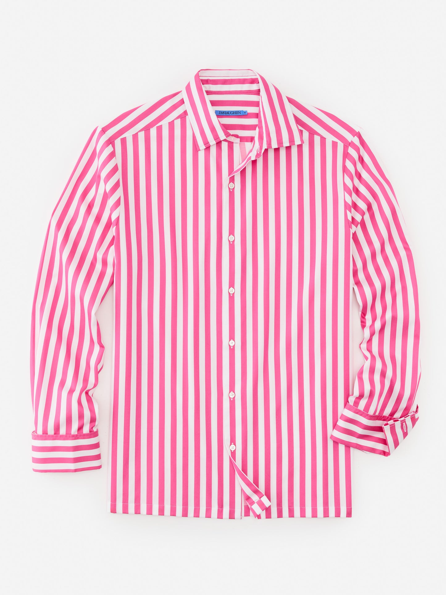 J.McLaughlin Rivera shirt in fuchsia/white made with cotton sateen.
