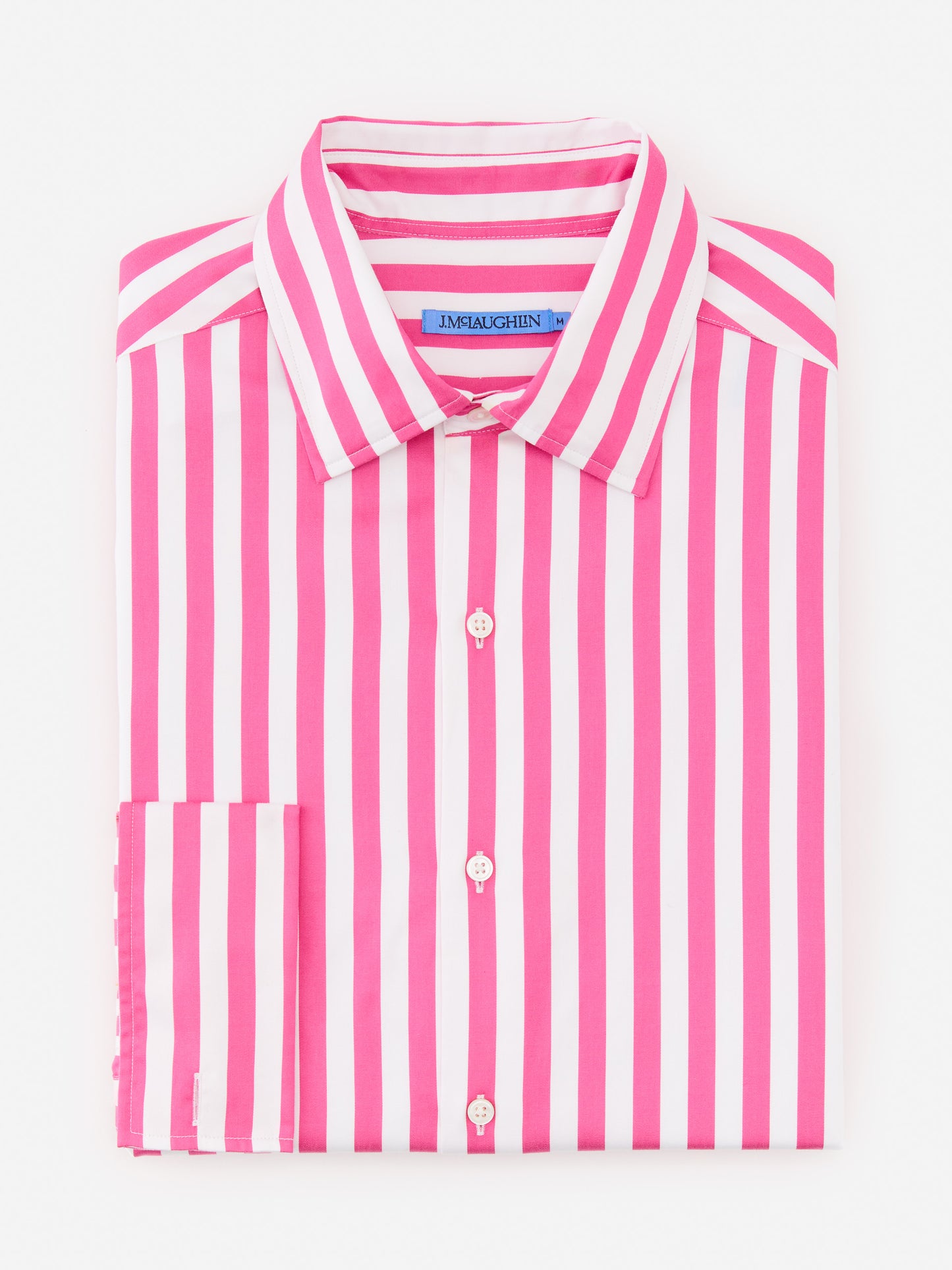 J.McLaughlin Rivera shirt in fuchsia/white made with cotton sateen.
