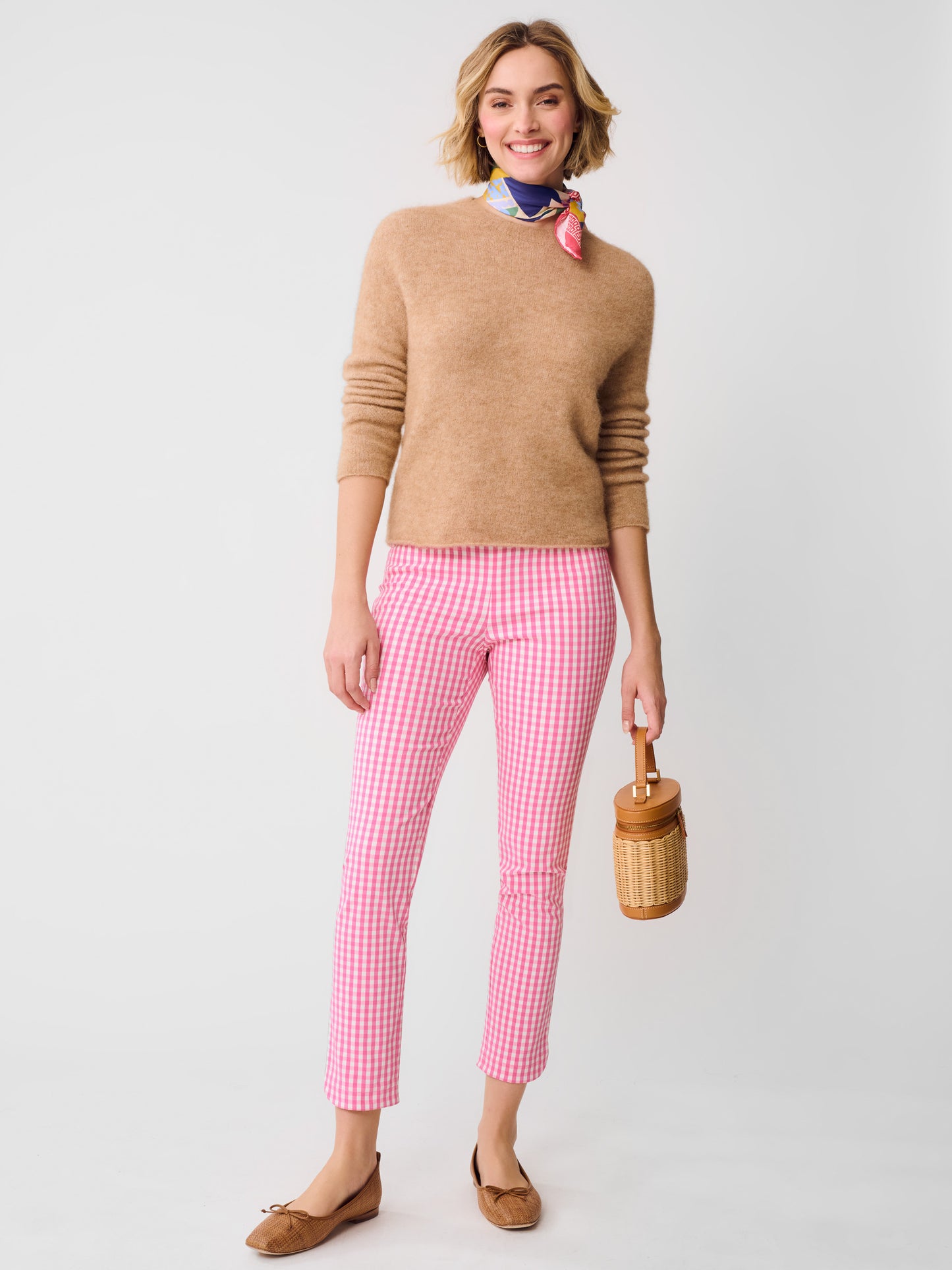 J.McLaughlin Romilly pants in hot pink/white made with Amelia Cloth.