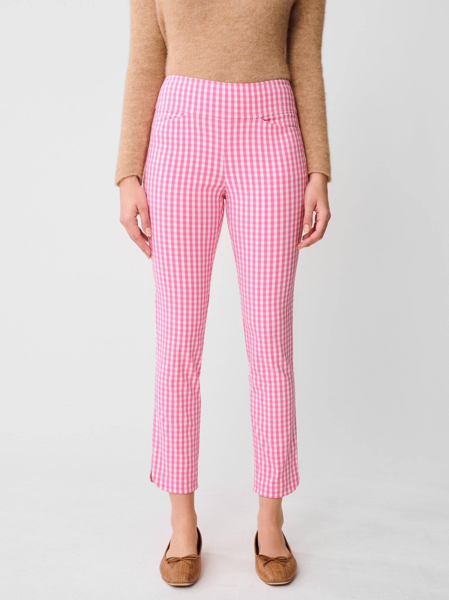 J.McLaughlin Romilly pants in hot pink/white made with Amelia Cloth.