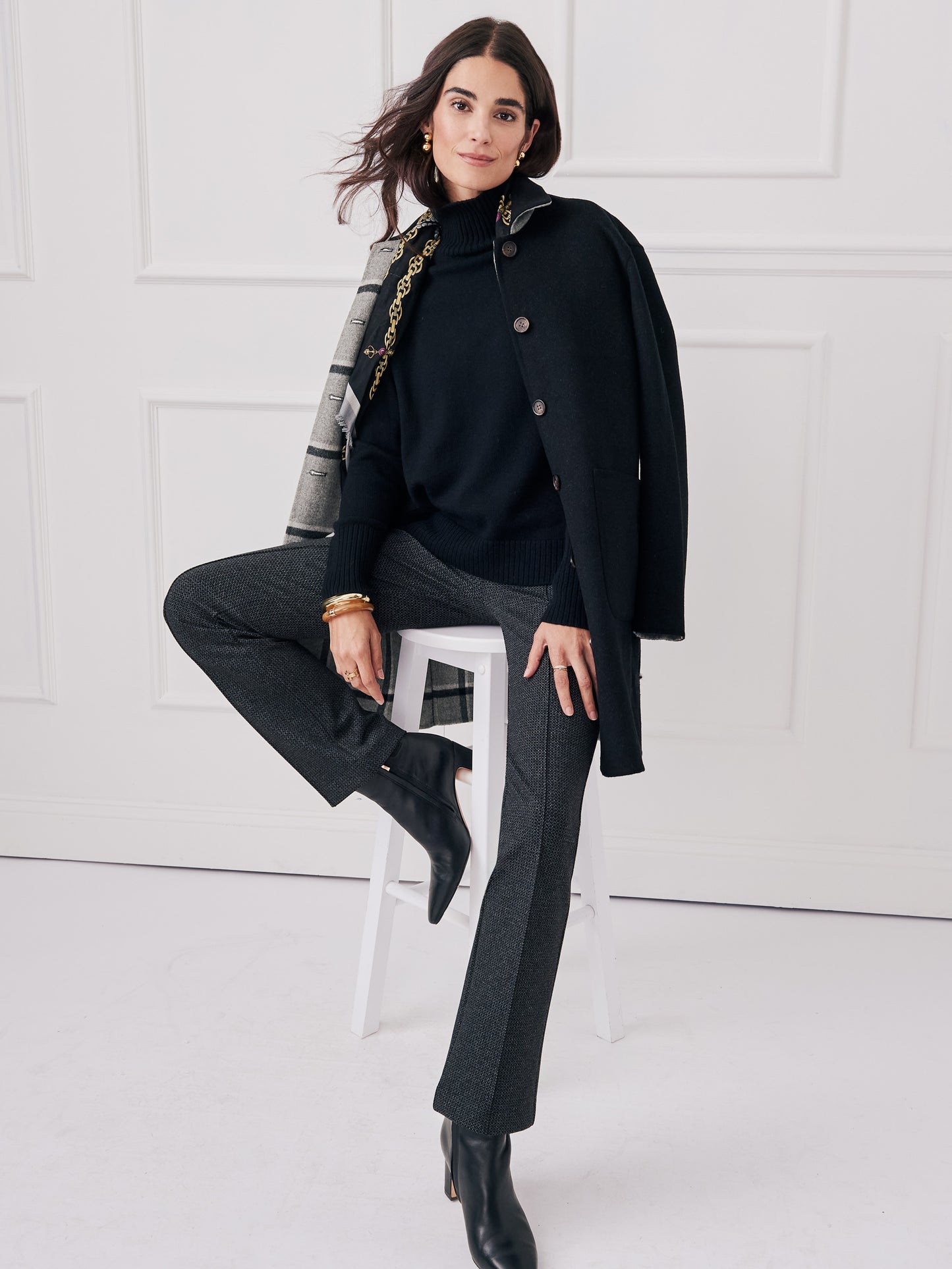 J.McLaughlin Rylie pants in black/white made with bainbridge cloth.