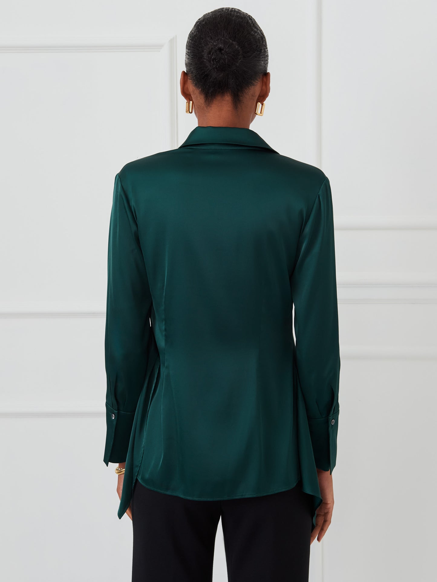 J.McLaughlin Salma top in emerald green made with silk.