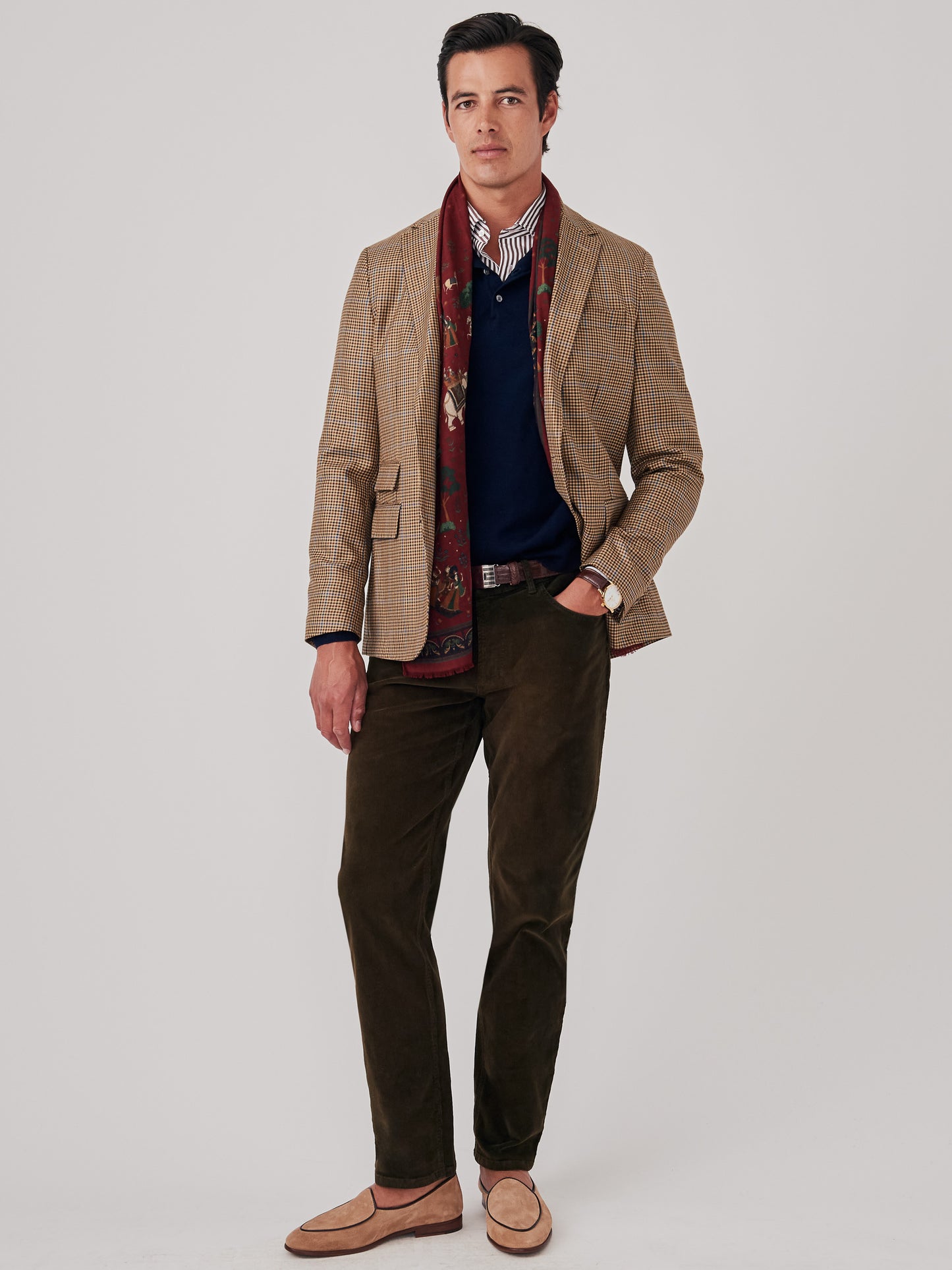 J.mcLaughlin Suffolk sport coat in cobalt/brown/green made with wool.