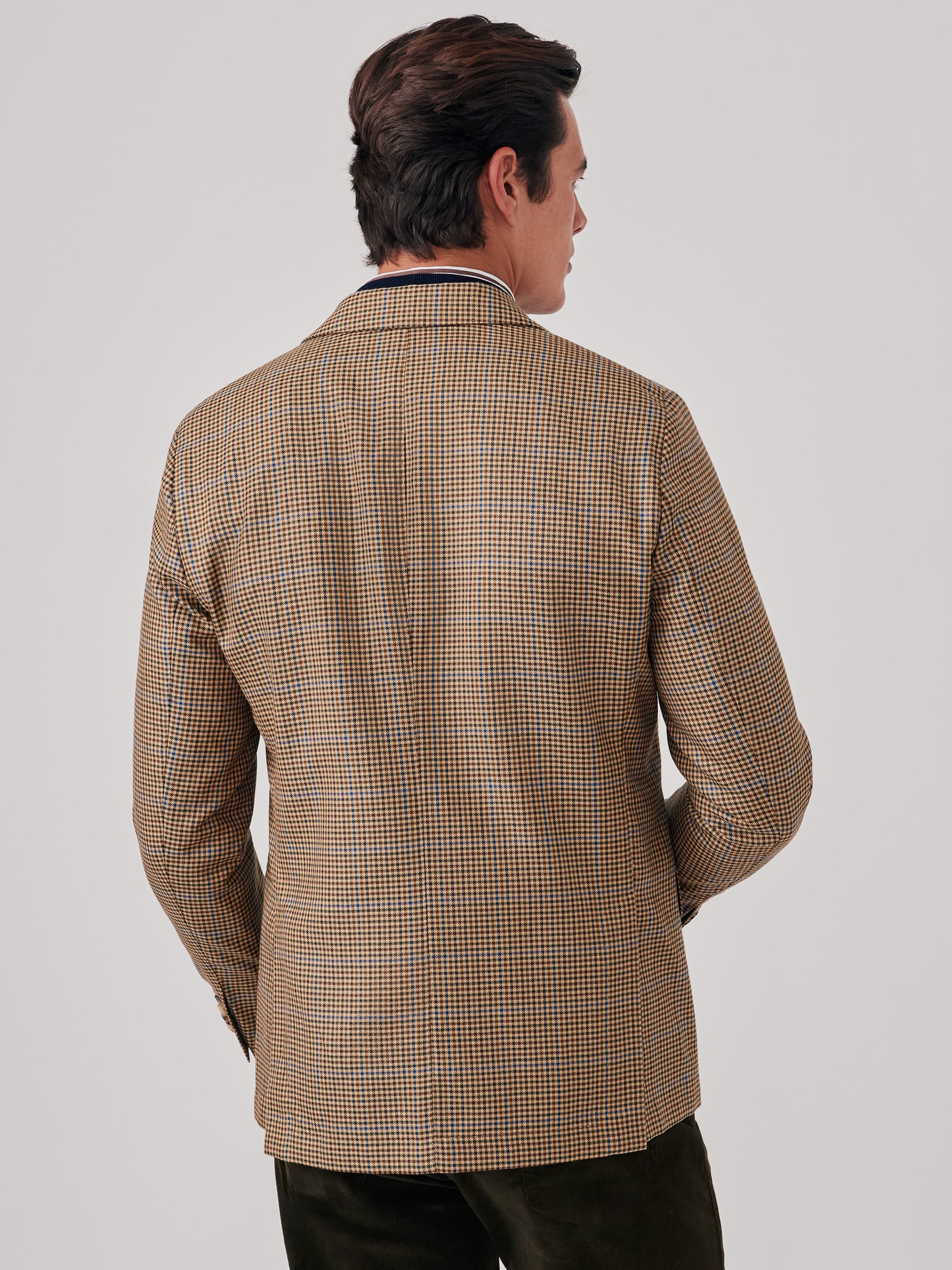 J.mcLaughlin Suffolk sport coat in cobalt/brown/green made with wool.